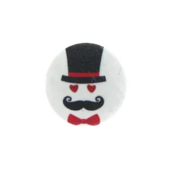 ♥ Lot de Boutons(sachet de 38 boutons recouvert Moustache et Chapeau) - blanc ♥