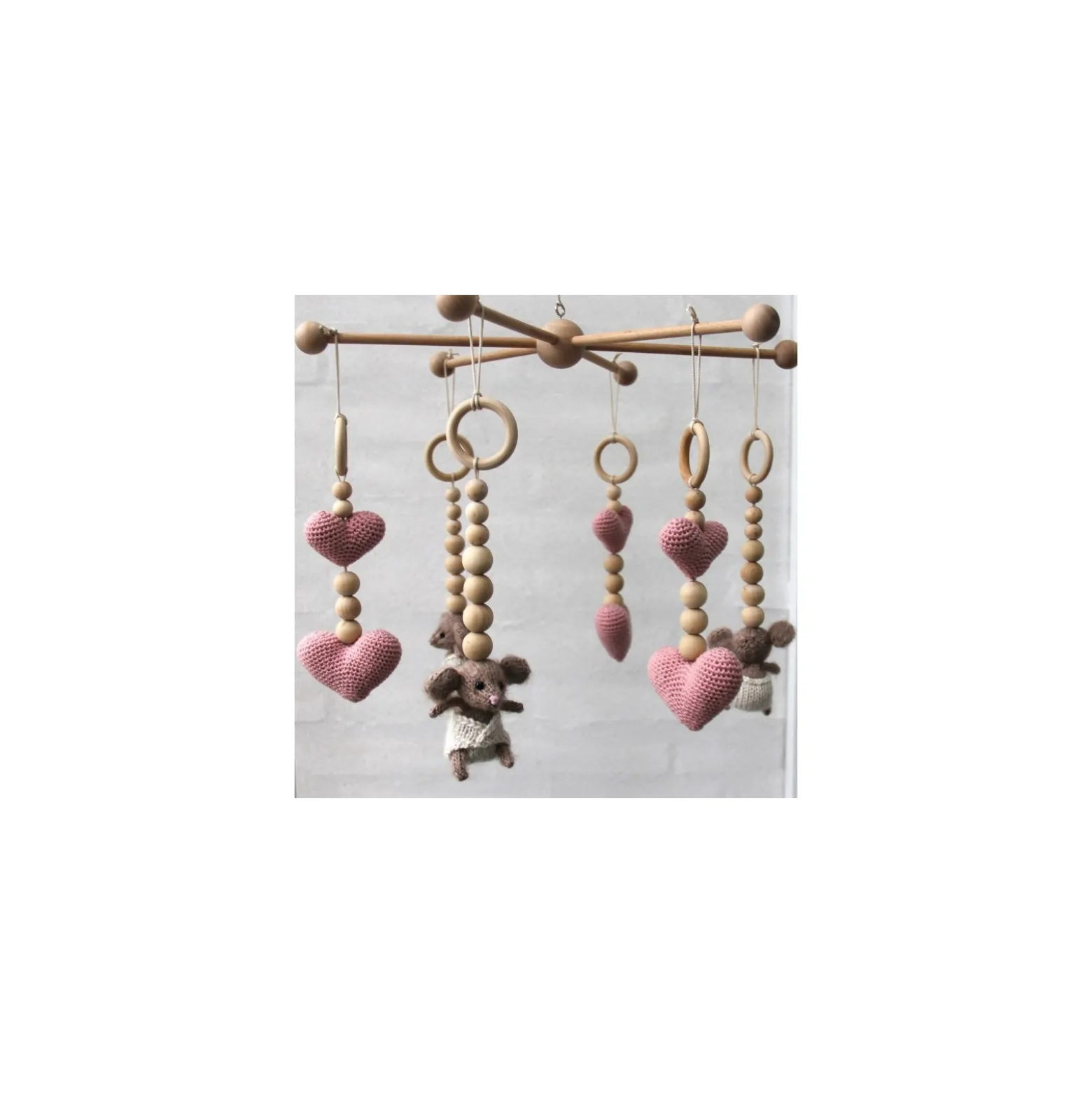 Mobile en bois pour bébé - 6 branches