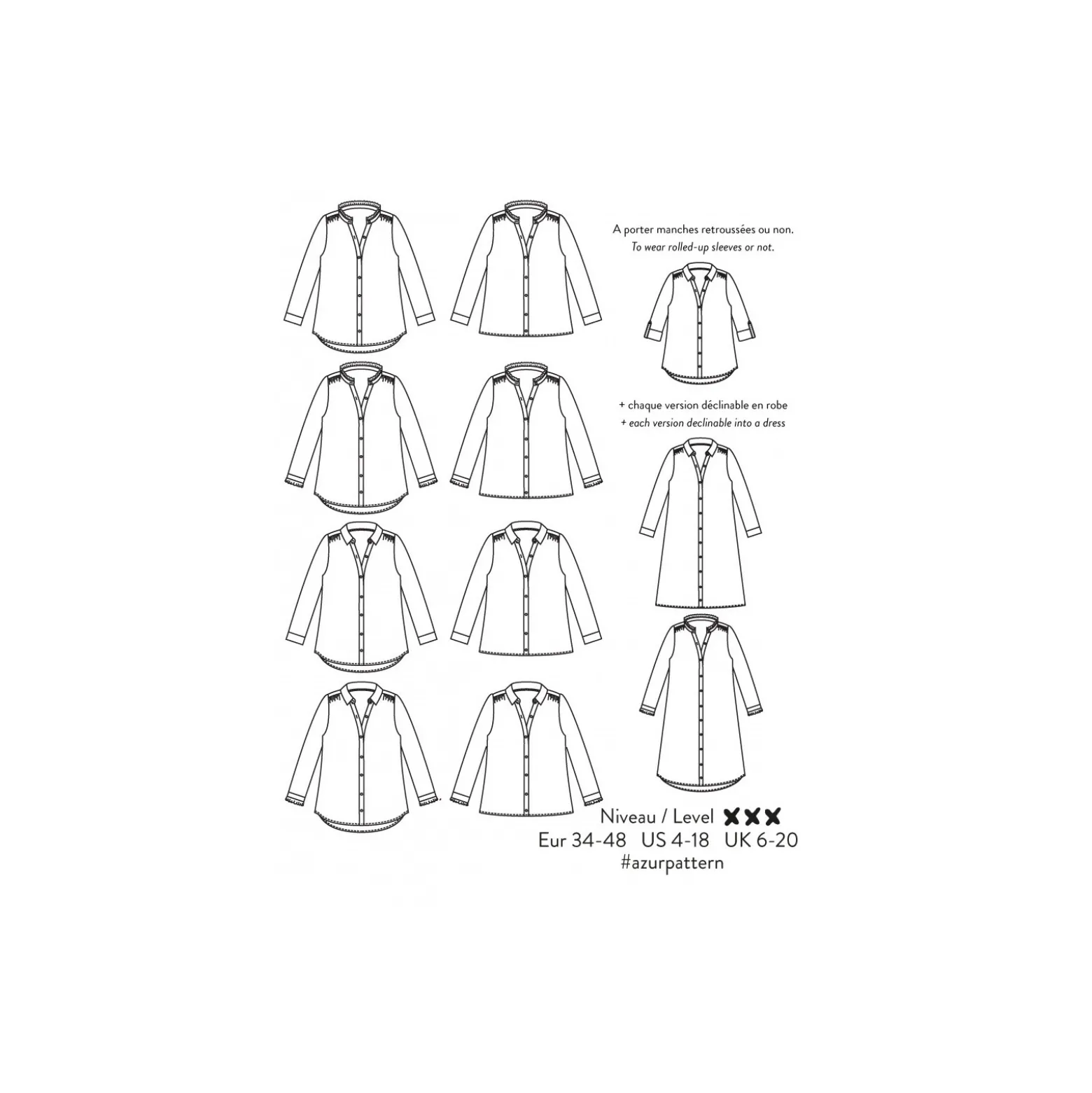 Patron Atelier Scämmit Chemise robe - Azur