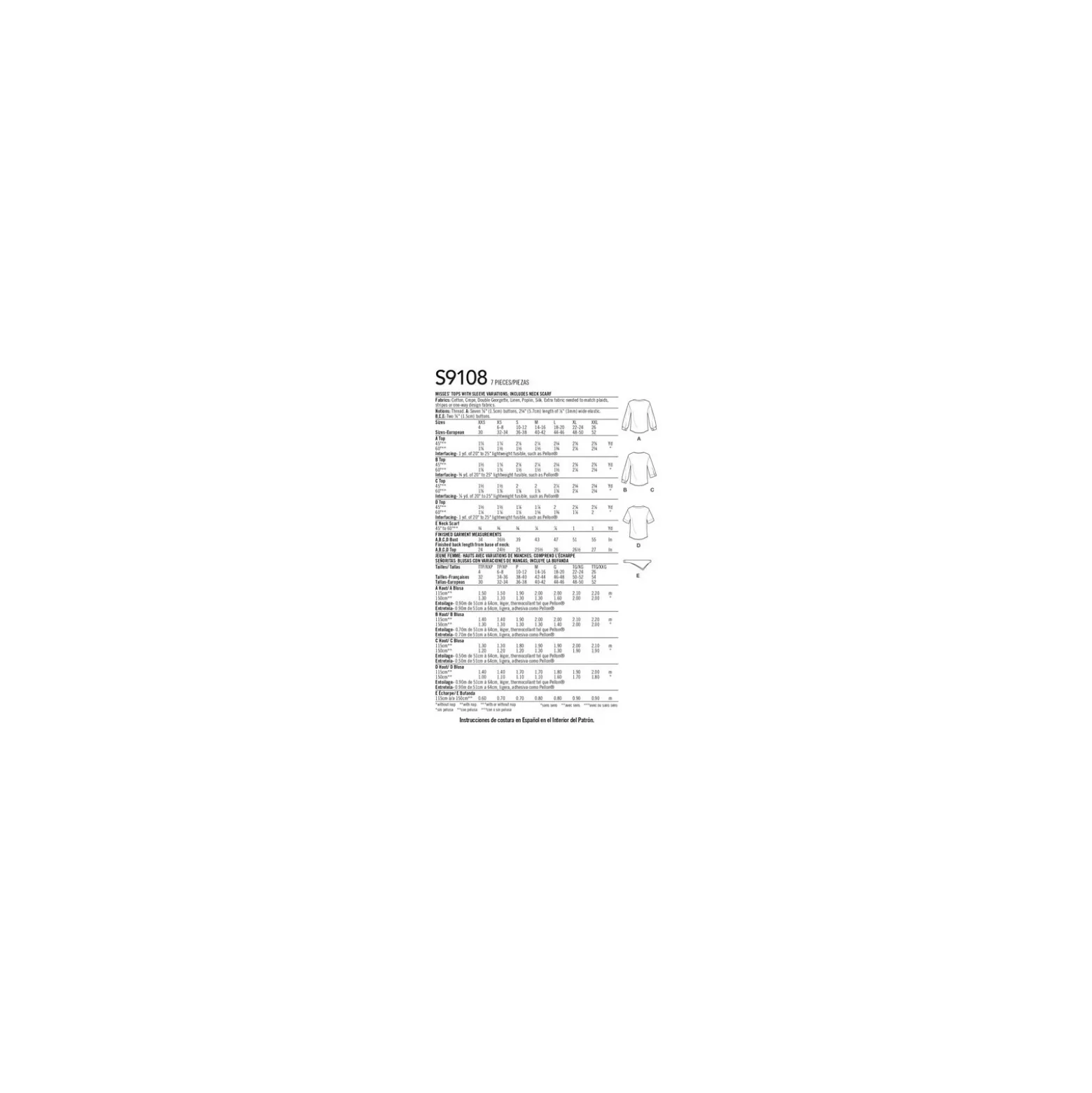 Patron Blouse col foulard Femme - Simplicity n°S9108