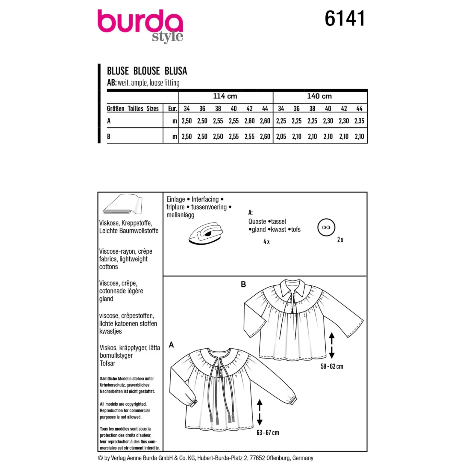 Patron blouse Femme - Burda n°6141