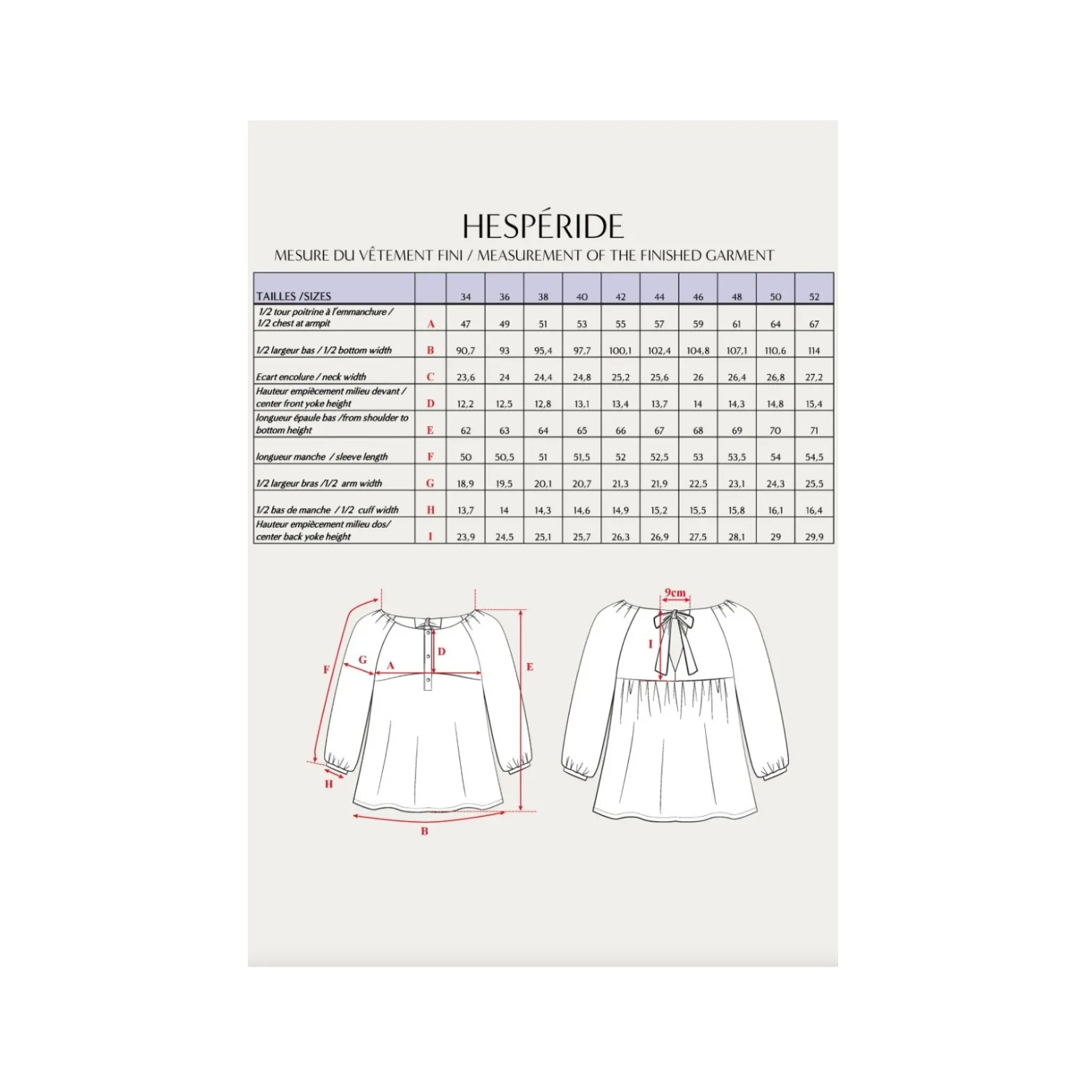 Patron Blouse Maison Fauve - Hespéride