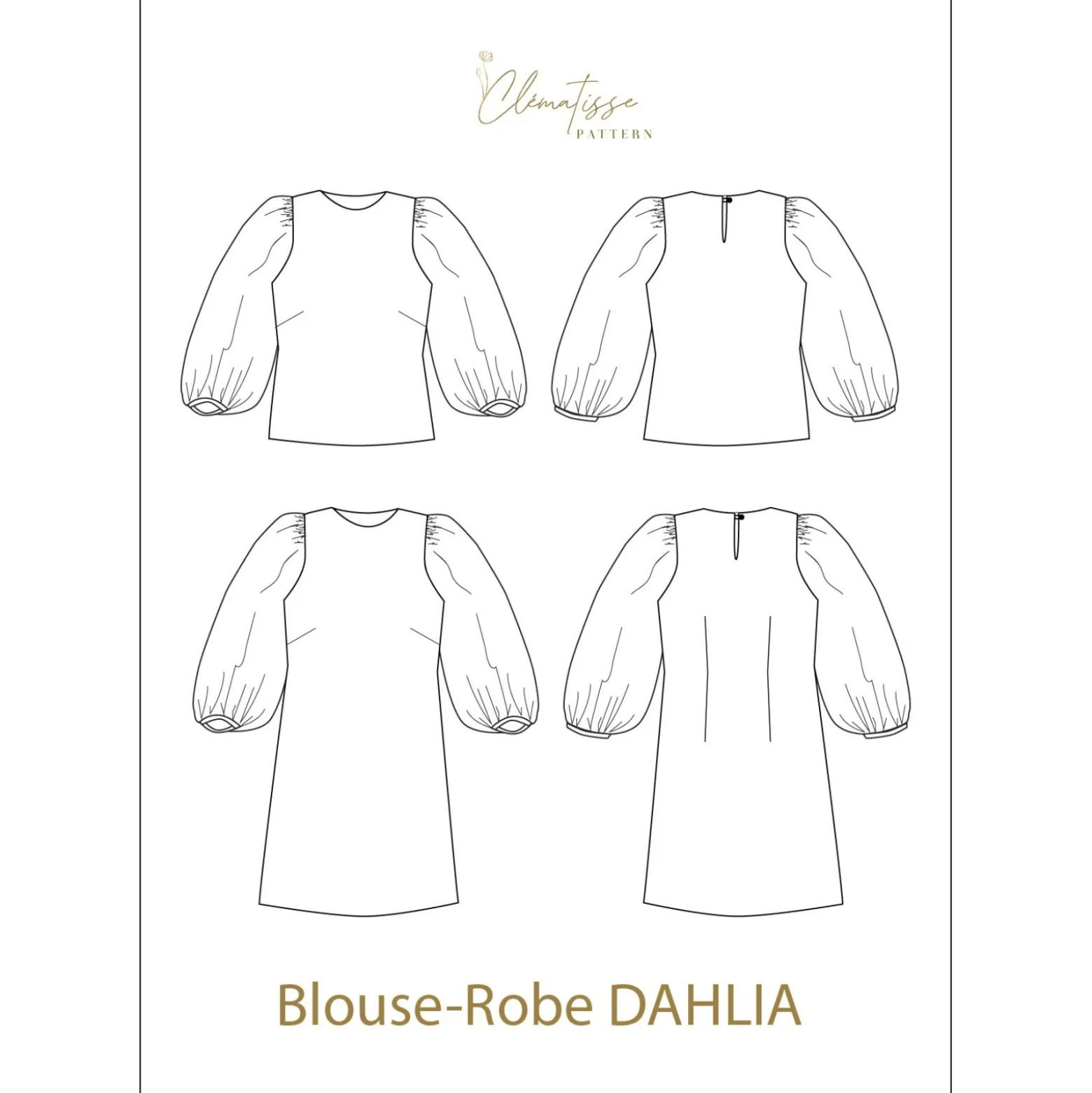 Patron Blouse Robe Clématisse Pattern - Dahlia