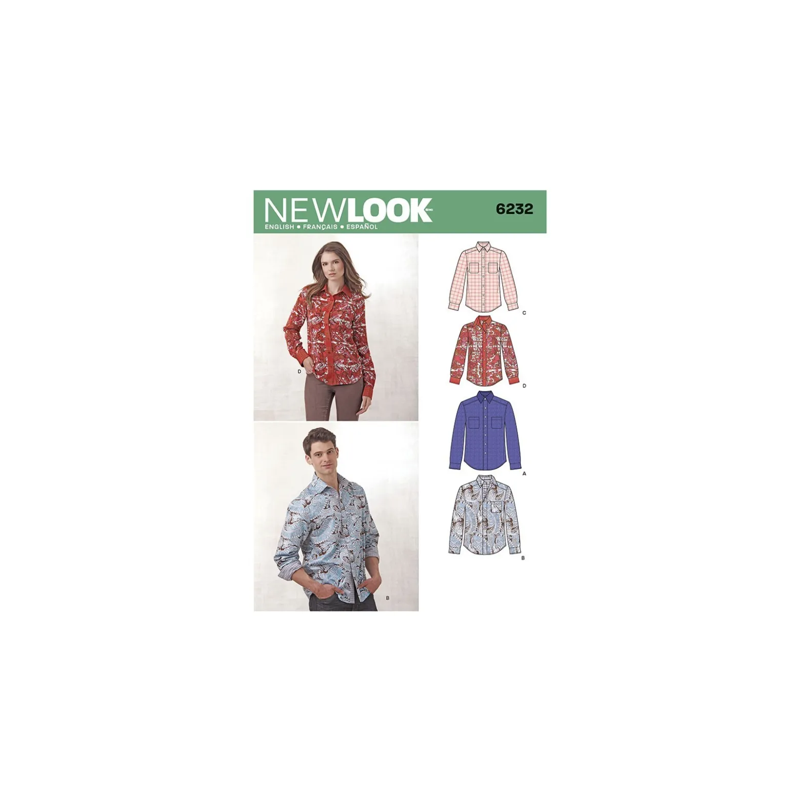 Patron Chemise Droite Mixte - New Look 6232