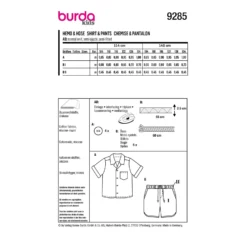 Patron chemise et short enfant - Burda n°9285
