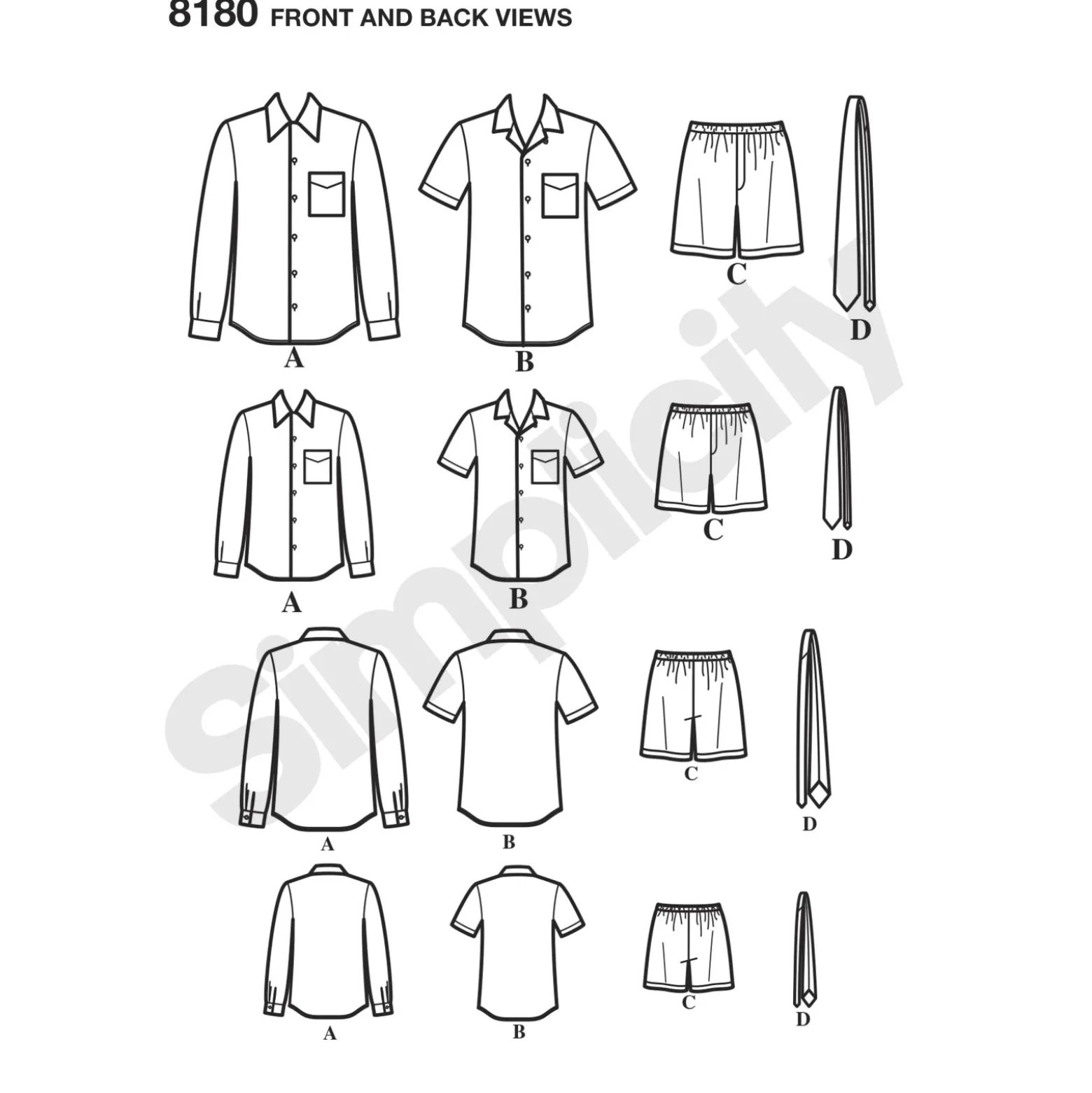 Patron chemise Homme et Enfant - Simplicity n°8180