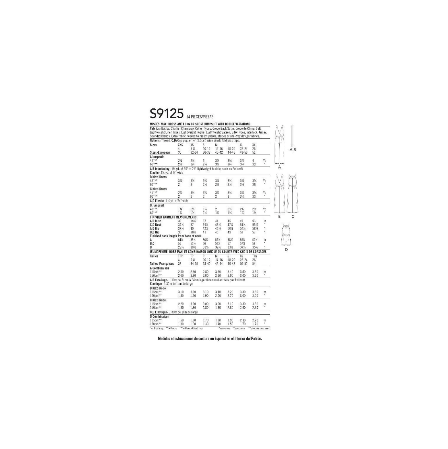 Patron Combinaison Femme - Simplicity n°S9125