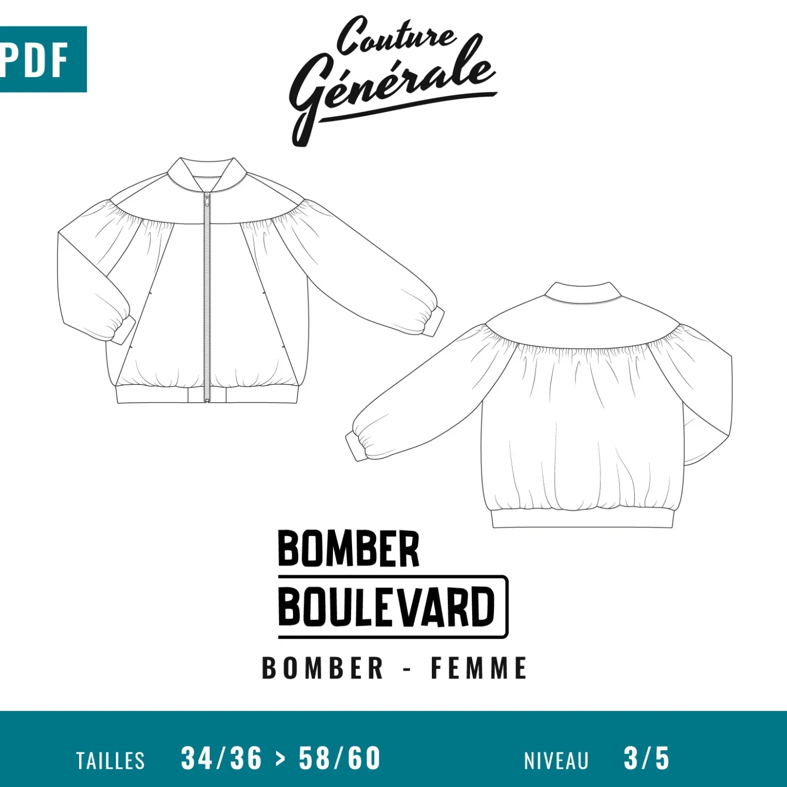 Patron Couture Générale Bomber - Bomber Boulevard (PDF)