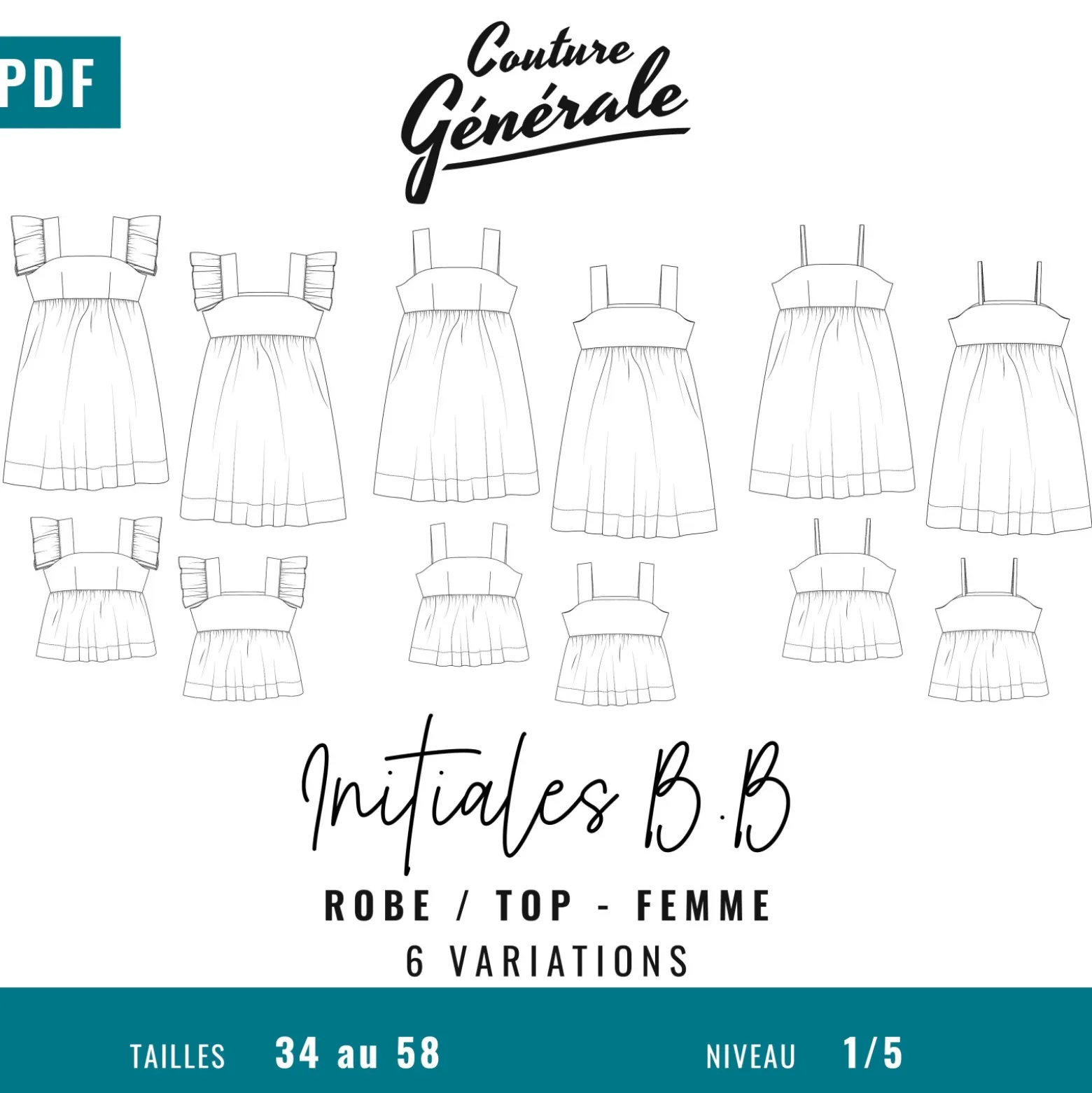 Patron Couture Générale Robe - Initiales B.B (PDF)