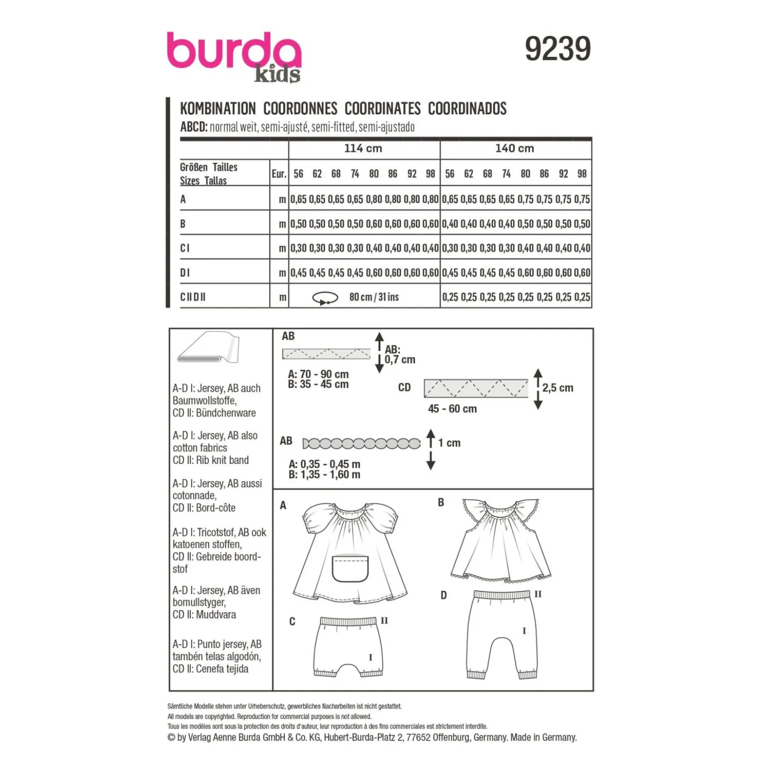 Patron ensemble blouse pantalon bébé - Burda n°9239