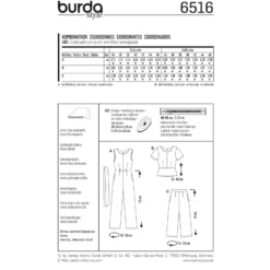 Patron Femme Combinaison haut pantalon Burda N°6516