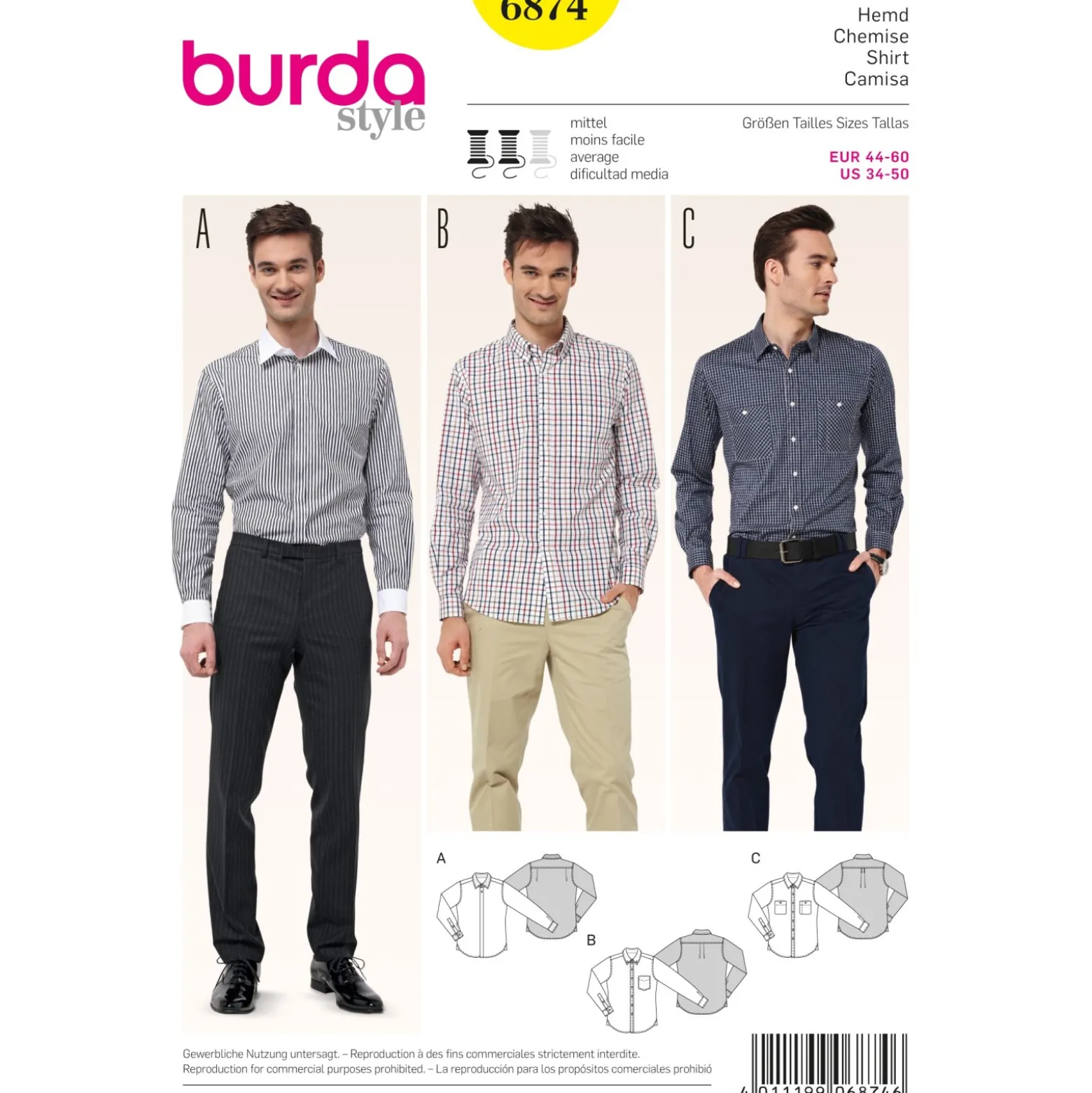 Patron Homme Chemise Burda n°6874