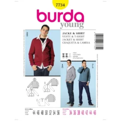 Patron Homme Cousu Main Veste & T-shirt Burda n°7734 - Saison 2
