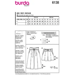 Patron jupe-culotte Femme - Burda n°6138