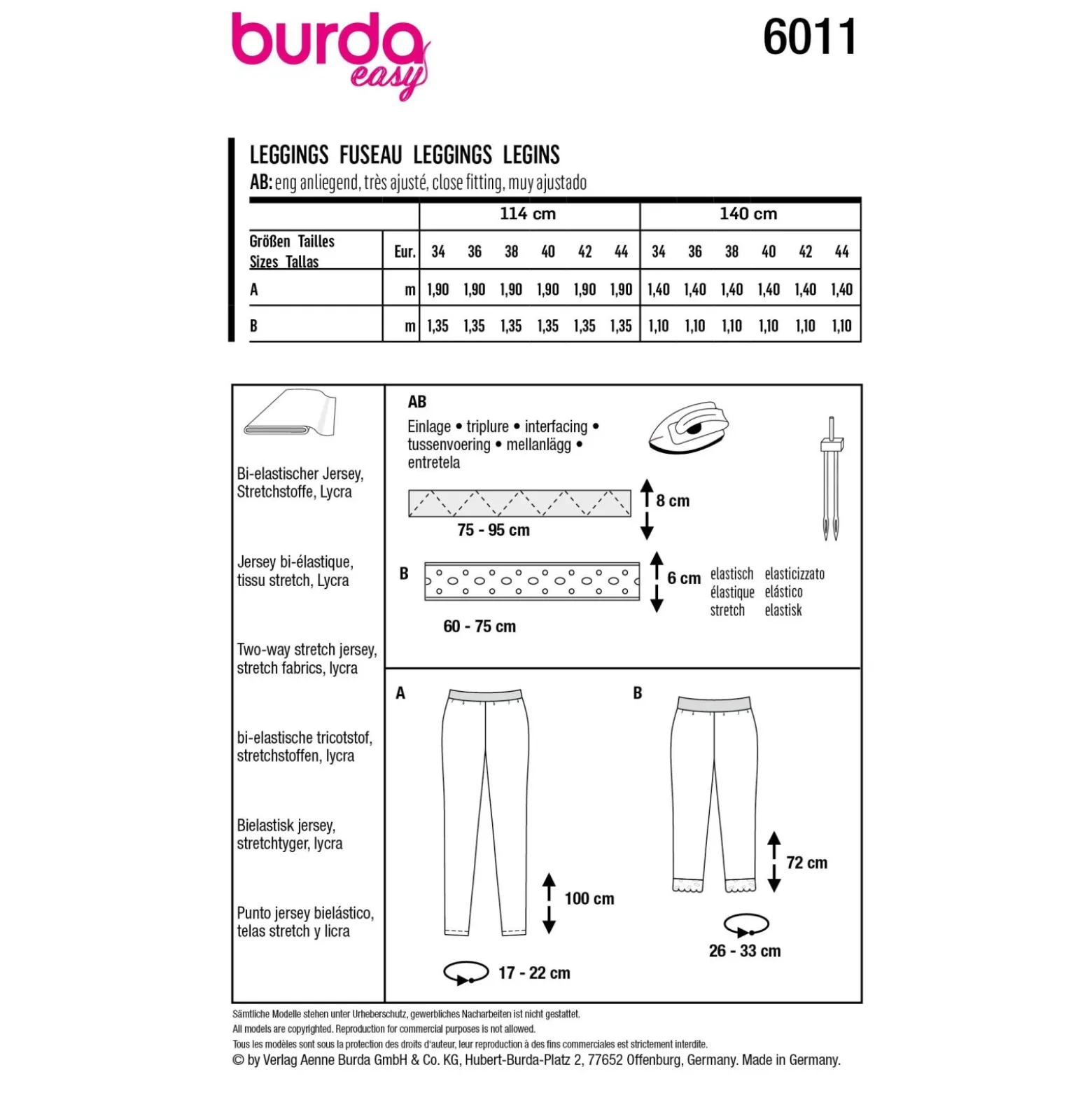 Patron legging sport femme - Burda n°6011