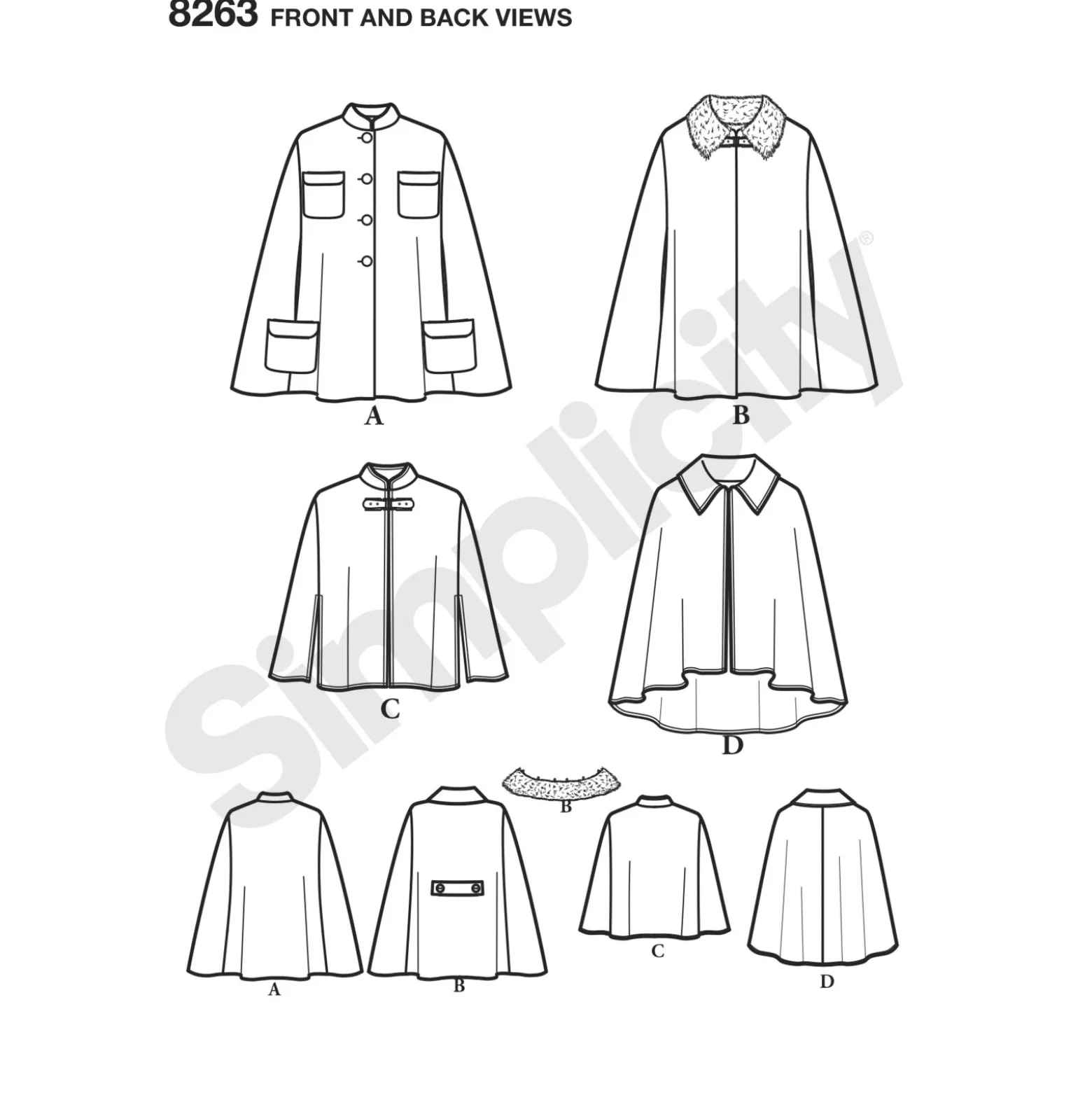 Patron manteau cape Femme - Simplicity n°S8263