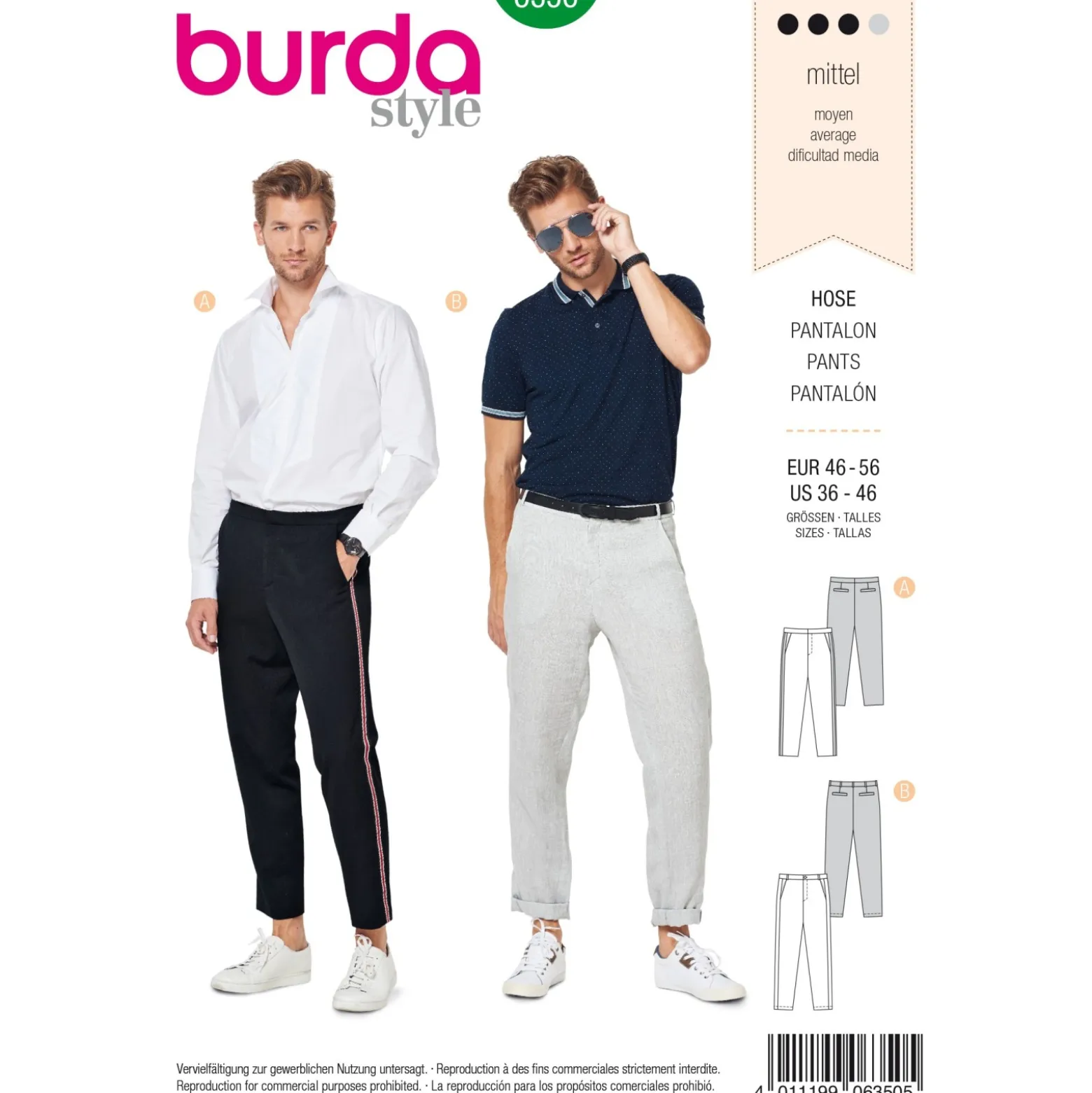 Patron Pantalon Homme Burda N°6350