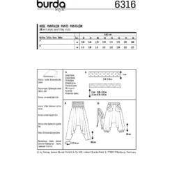 Patron Pantalon Sarouel Femme Burda N°6316