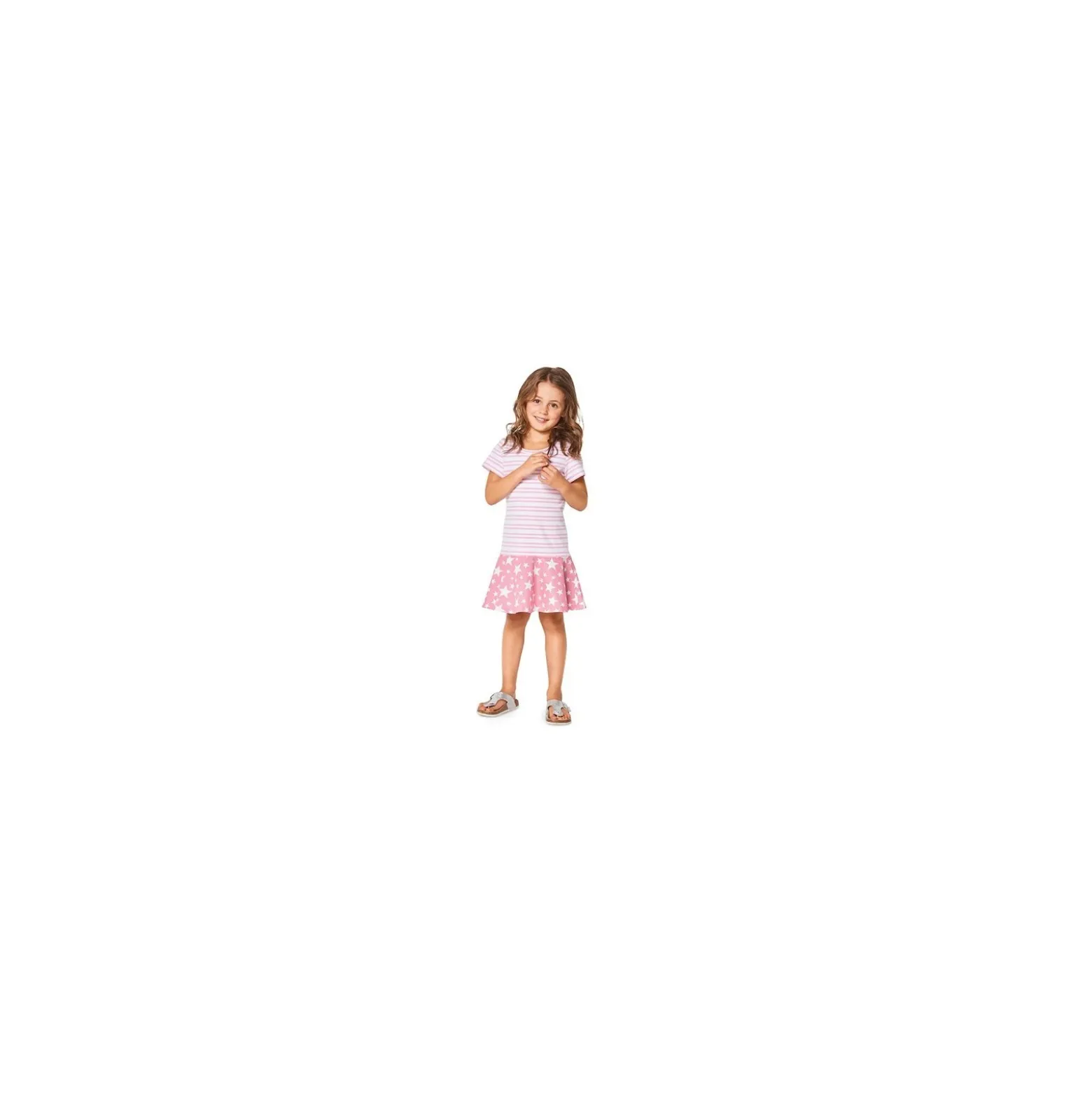 Patron Robe à bretelles – robe façon tee-shirt – jupe montée au-dessous de la taille Burda N°9341