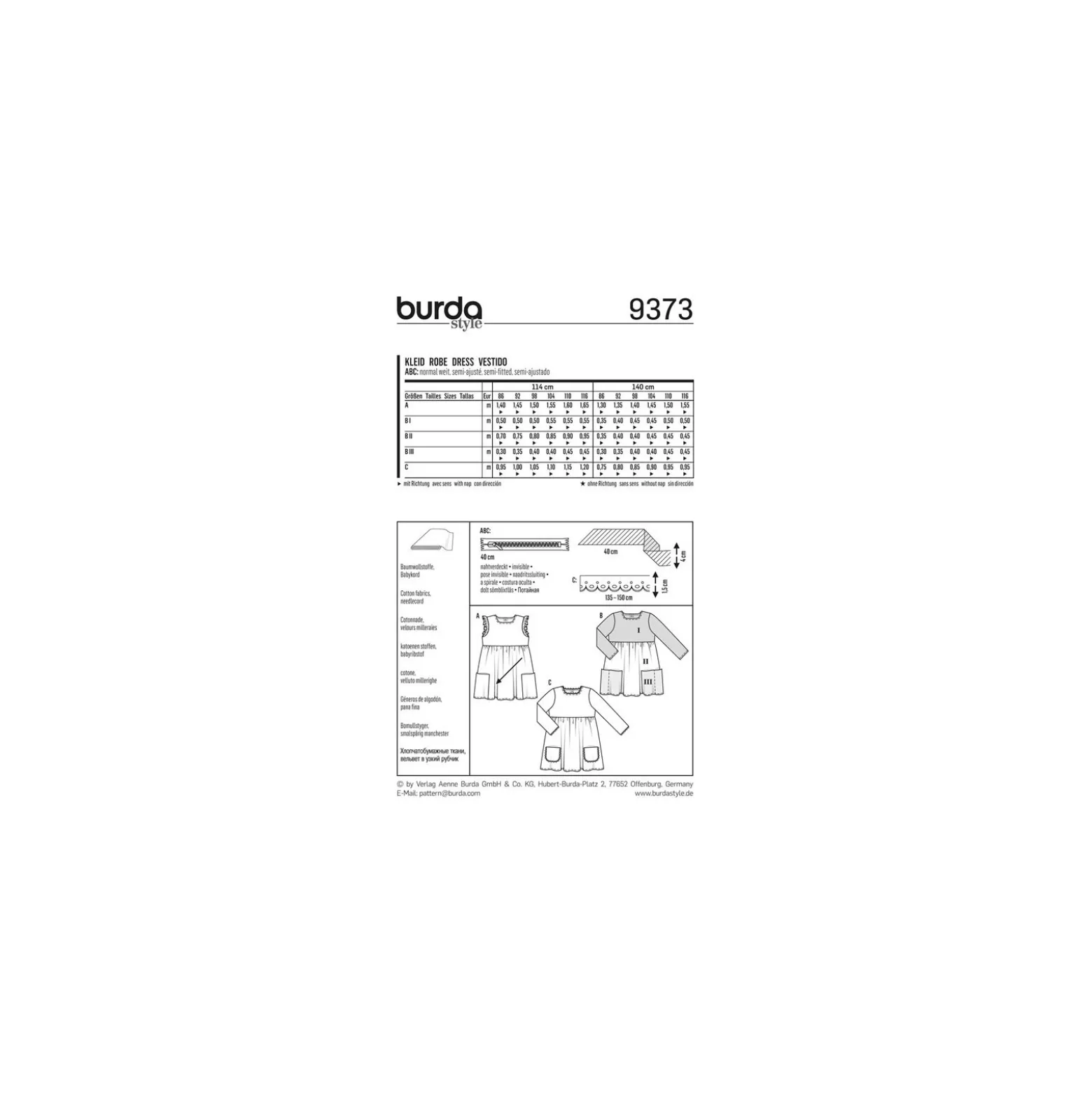 Patron Robe Burda n°9373