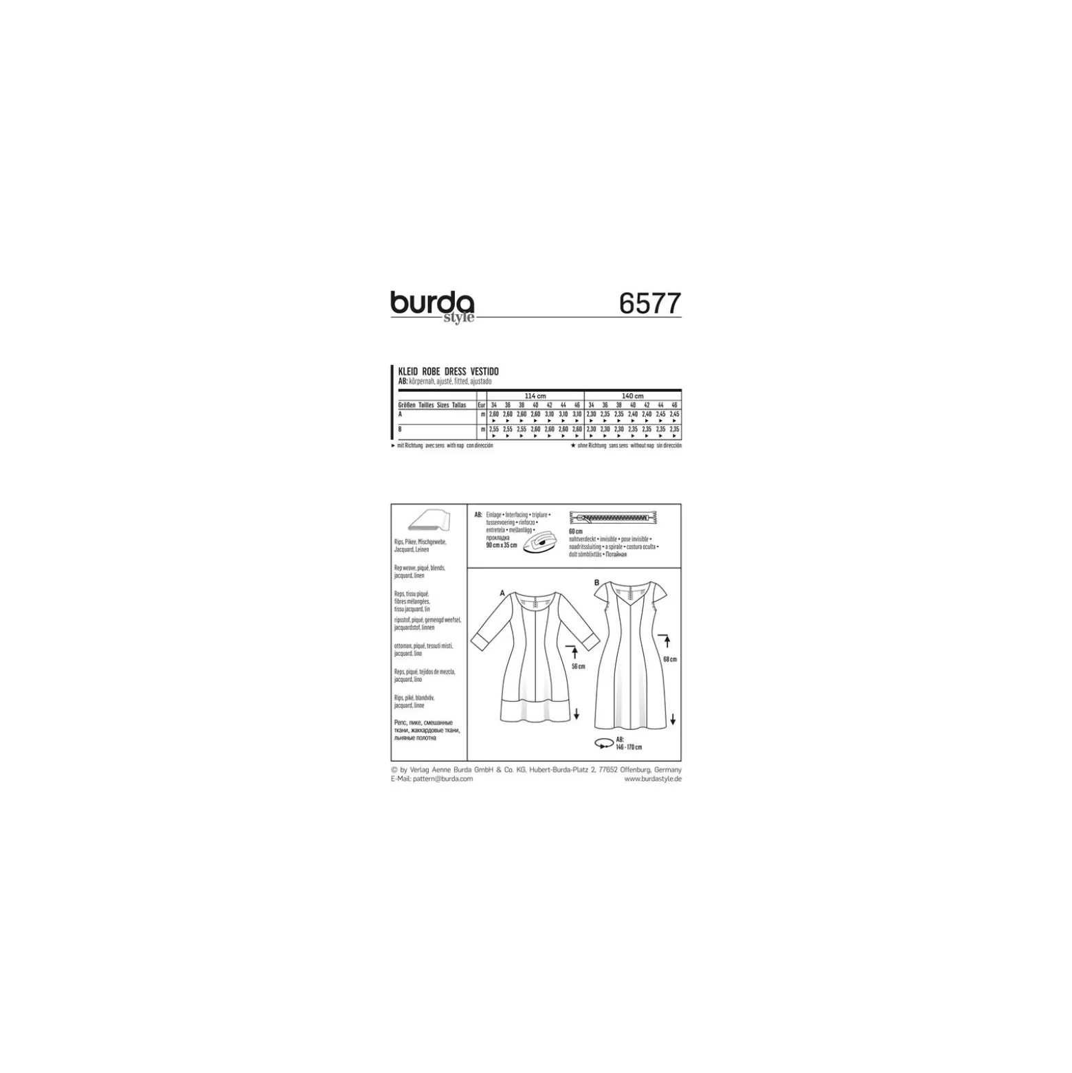 Patron Robe Burda n°6577