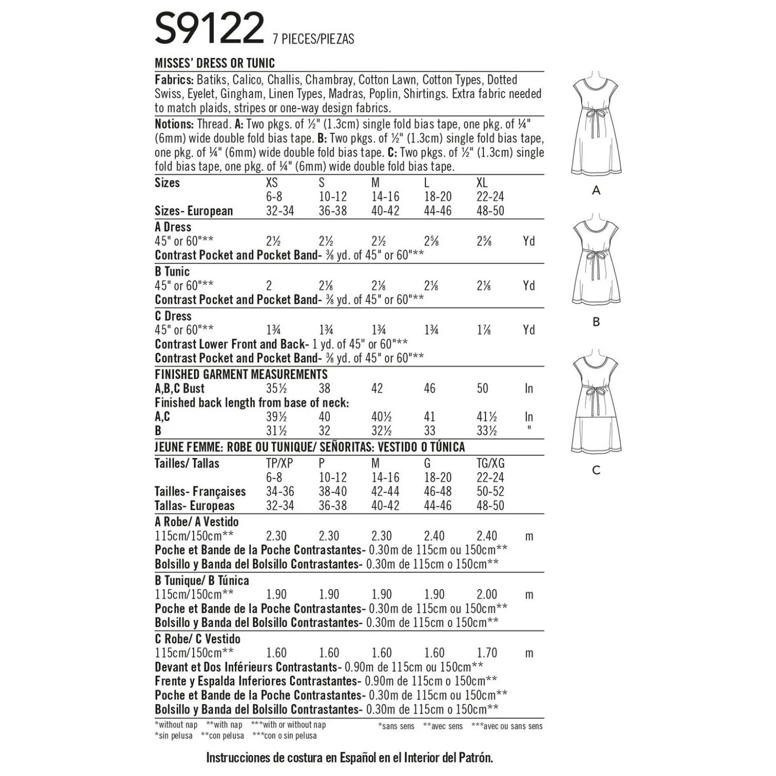 Patron Robe et blouse Patchwork Femme - Simplicity n°S9122