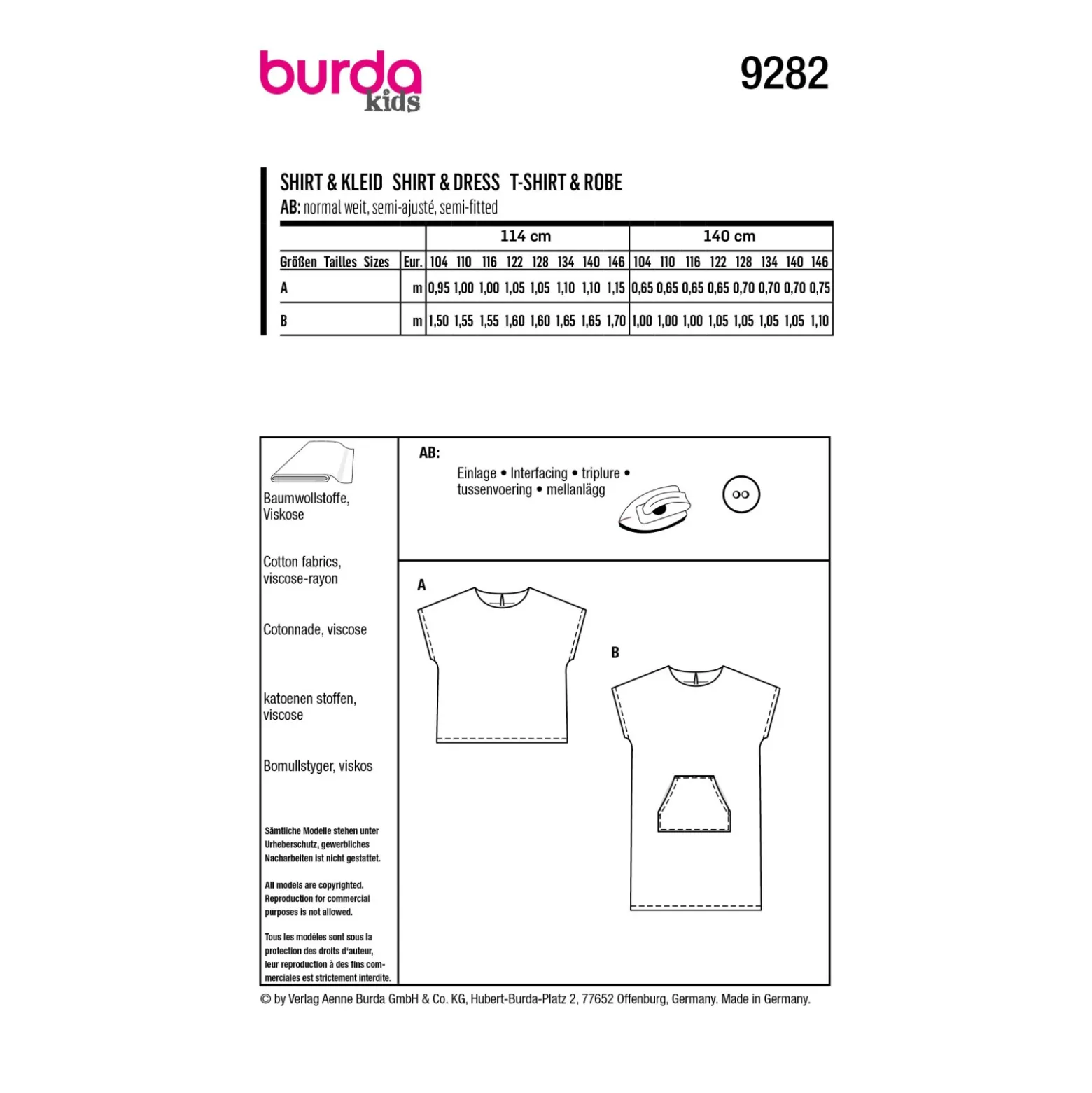 Patron robe et t-shirt enfant - Burda n°9282