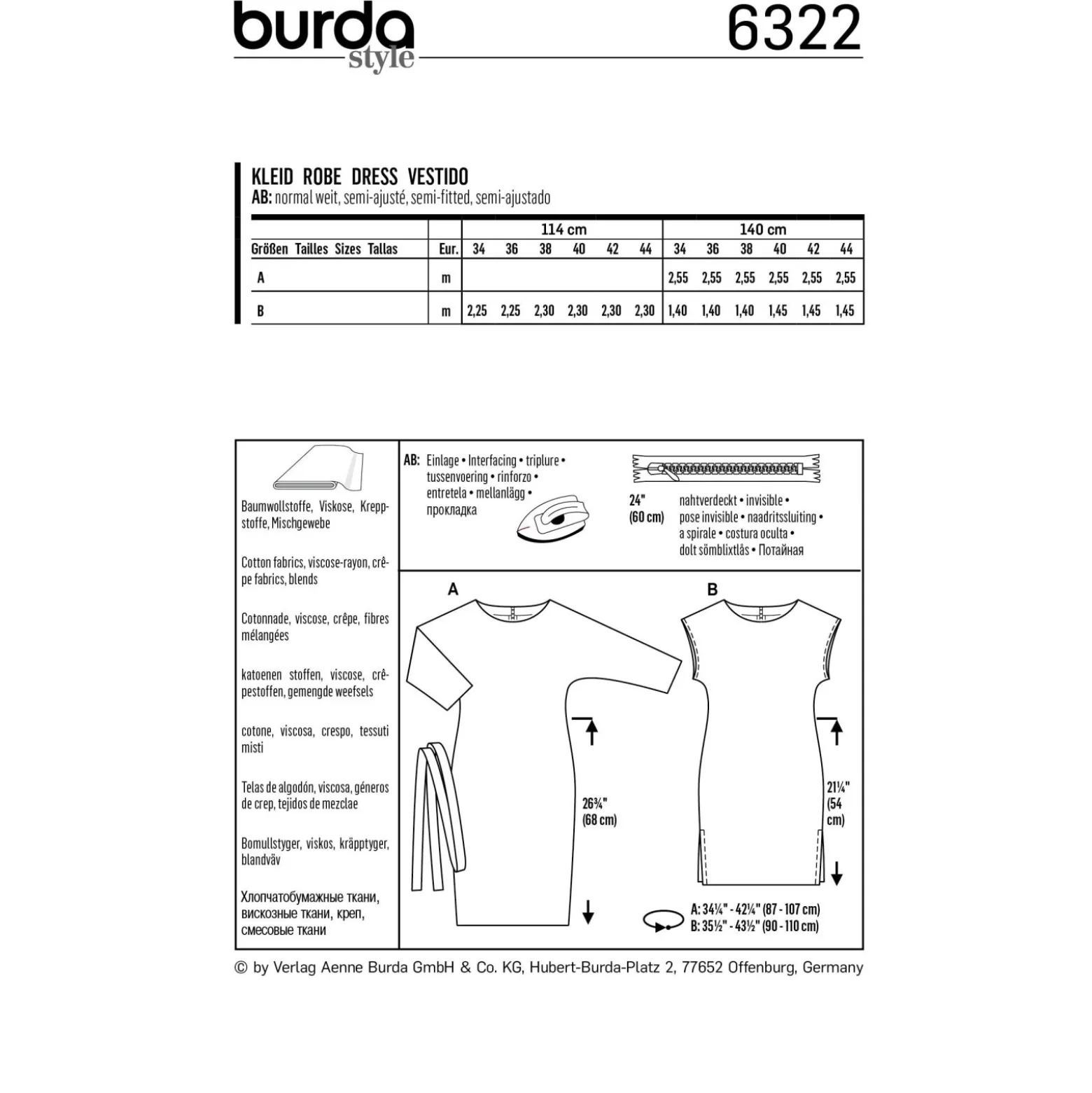 Patron Robe Femme Burda N°6322
