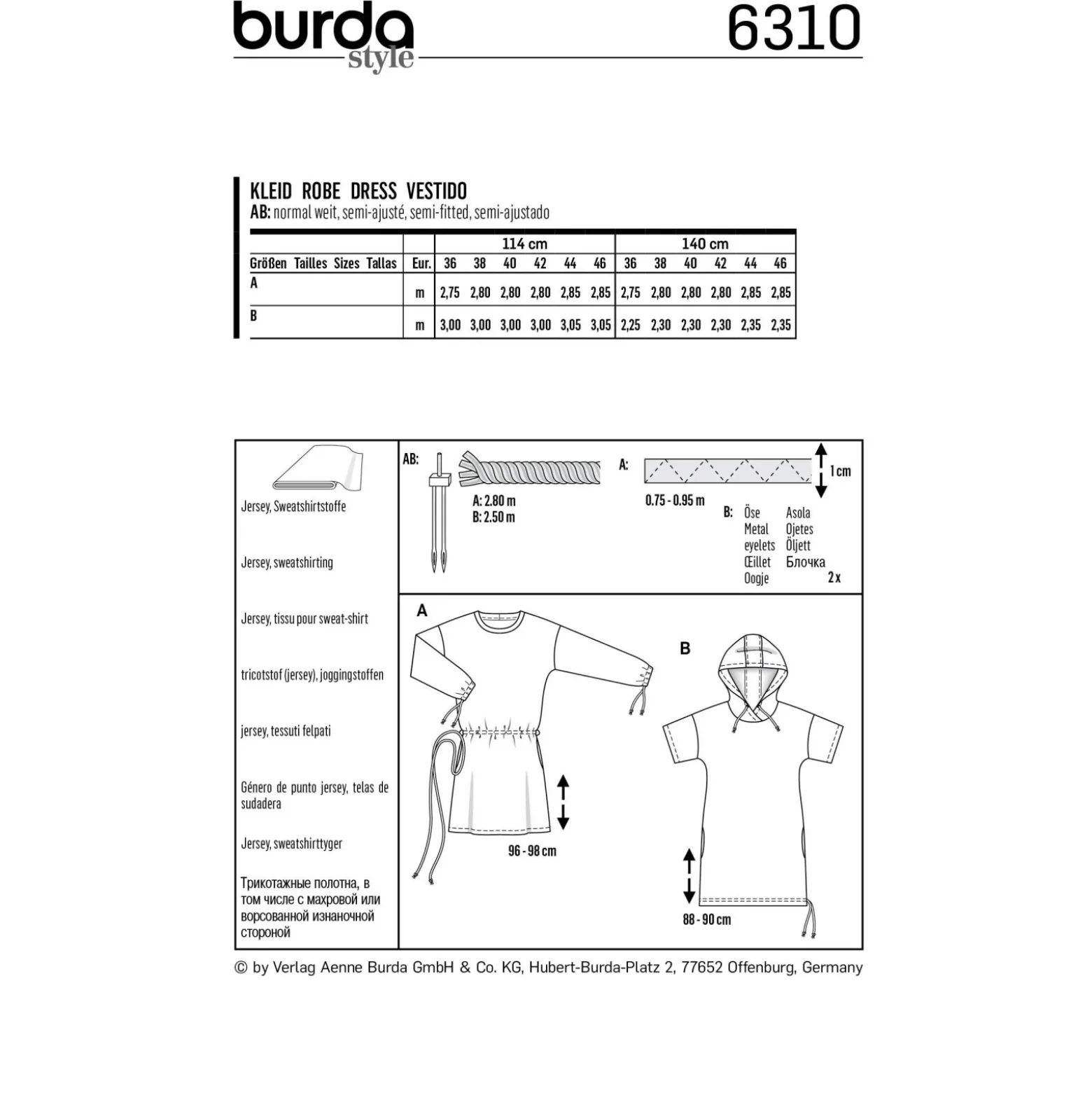 Patron Robe Femme Burda N°6310