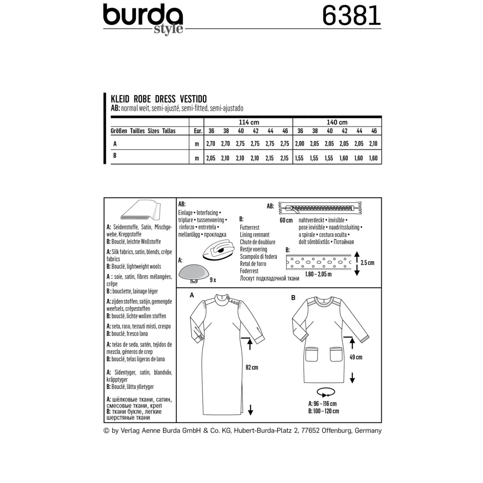 Patron Robe Femme Burda N°6381