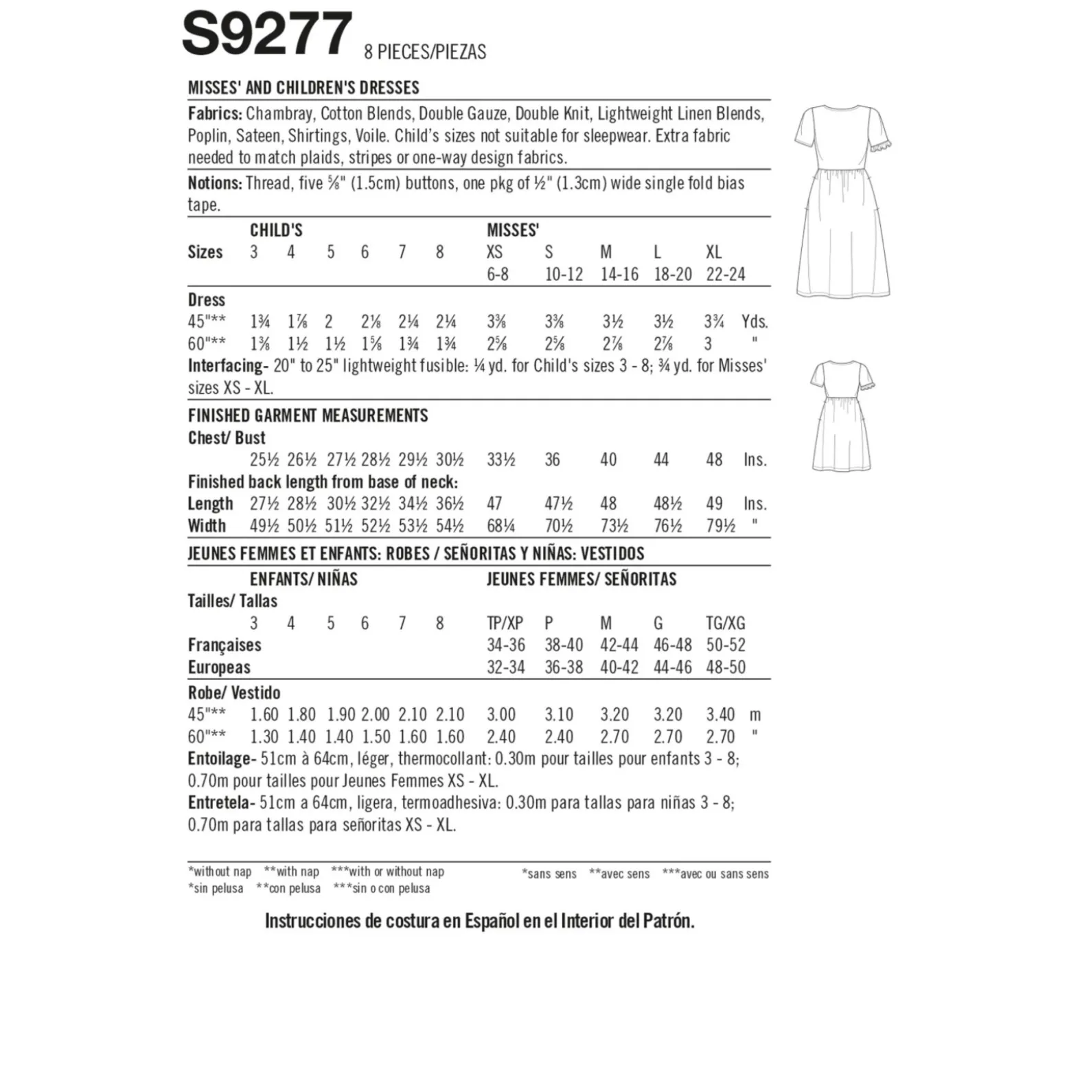 Patron robe Femme/Enfant - Simplicity n°S9277