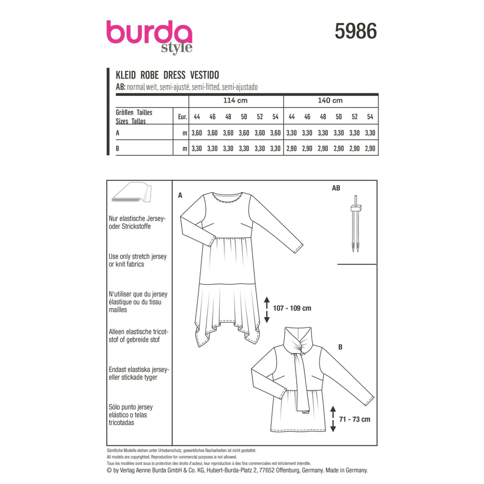 Patron robe Femme grande taille - Burda n°5986