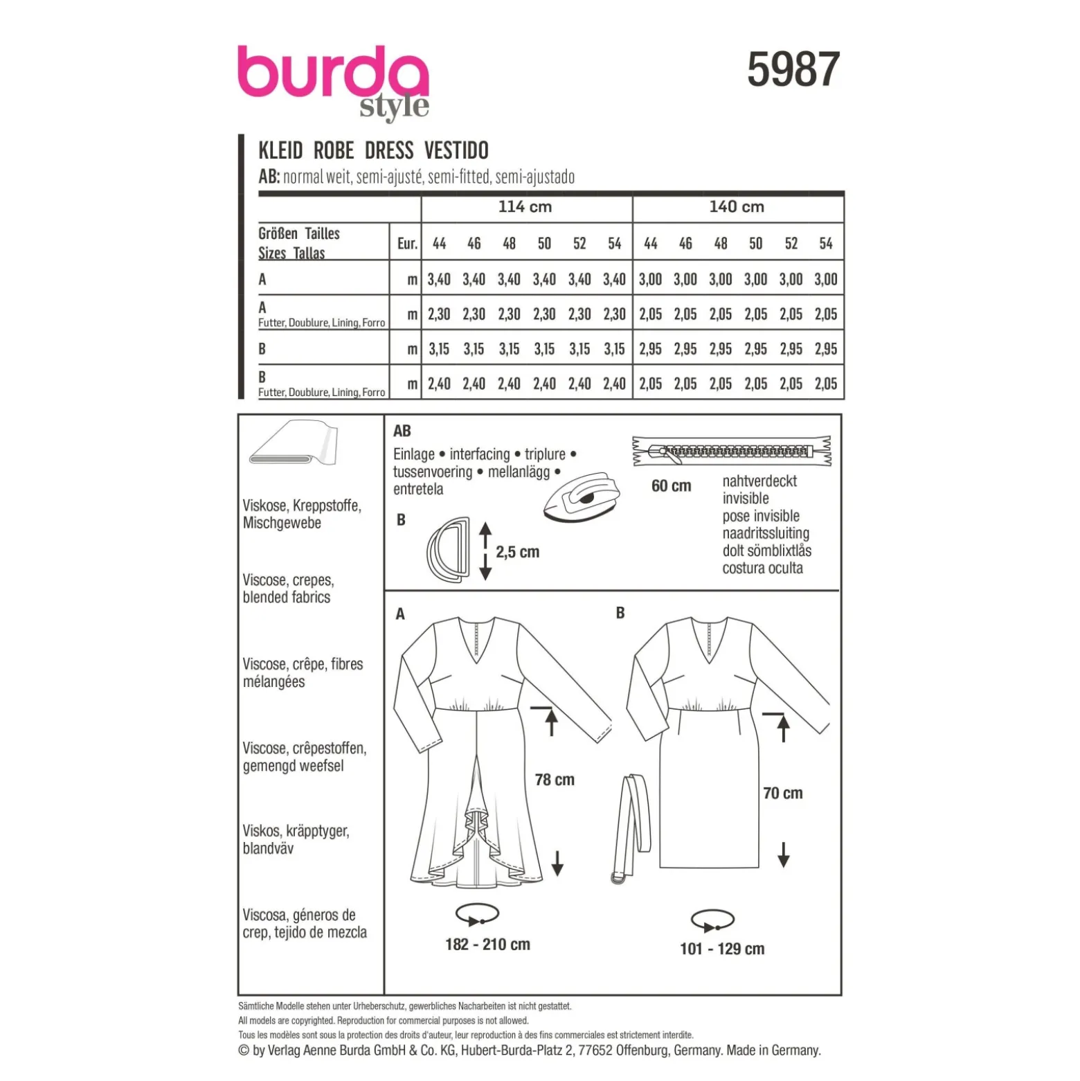Patron robe Femme grande taille - Burda n°5987