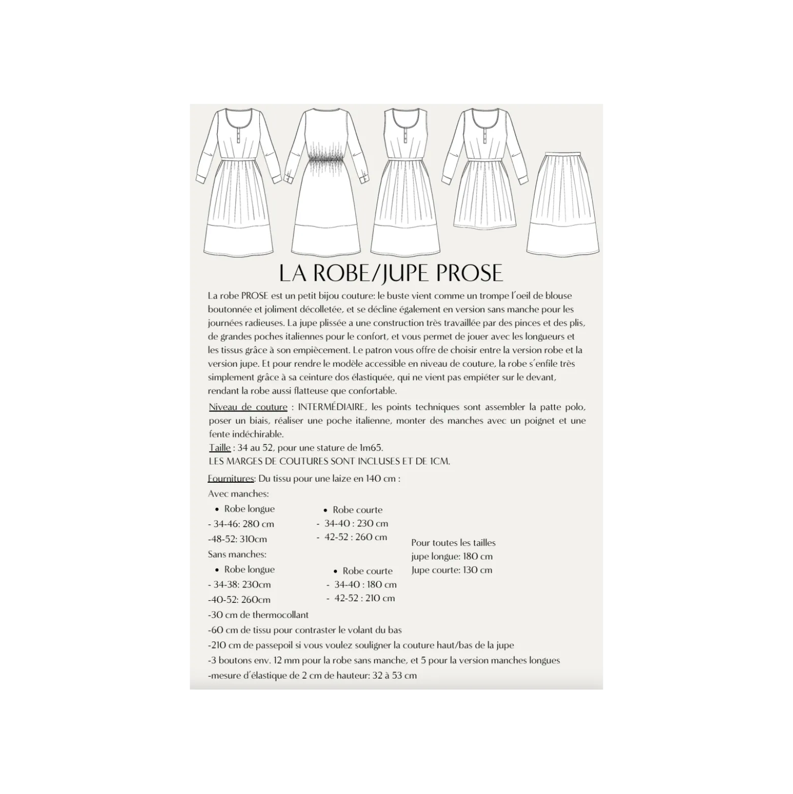 Patron Robe Maison Fauve - Prose