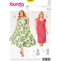 Patron Robe parement de taillepetites manches Burda N°6549