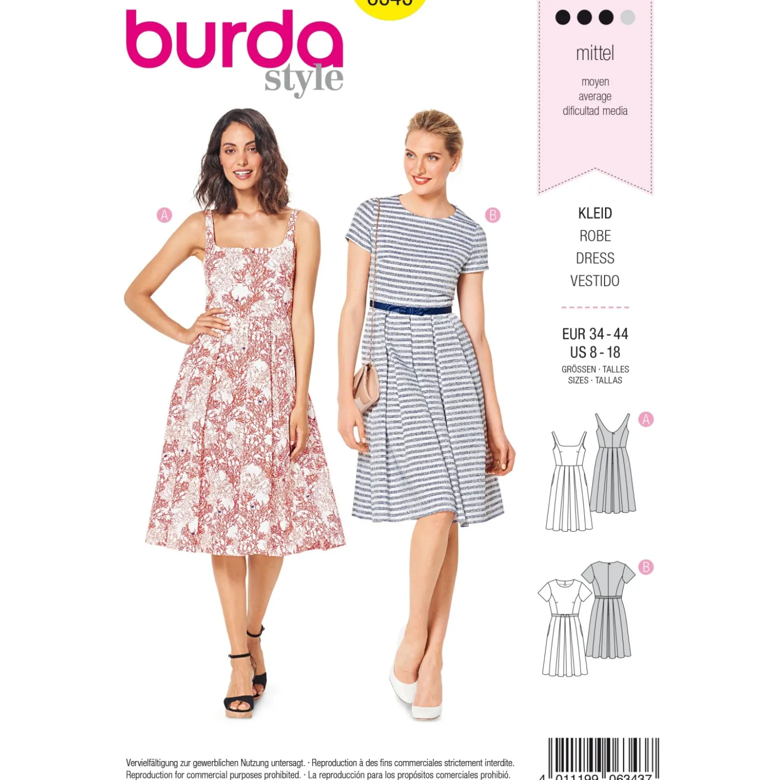 Patron Robe Plissée Femme Burda N°6343