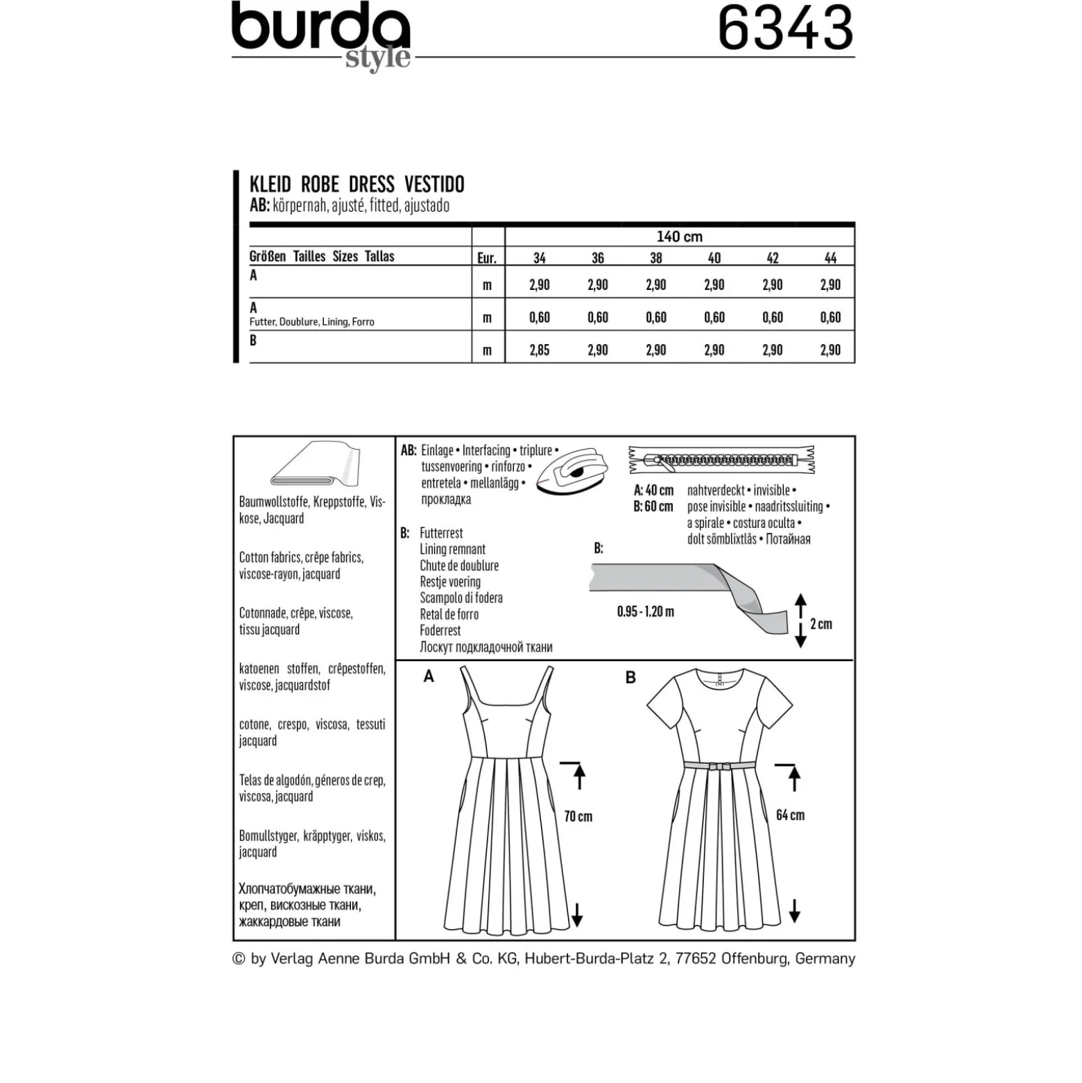 Patron Robe Plissée Femme Burda N°6343
