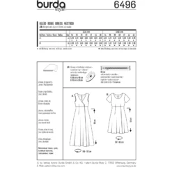 Patron Robe taille haute effet cache-cœur Burda N°6496