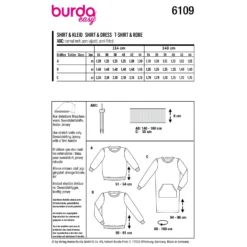 Patron sweat et robe Femme - Burda n°6109