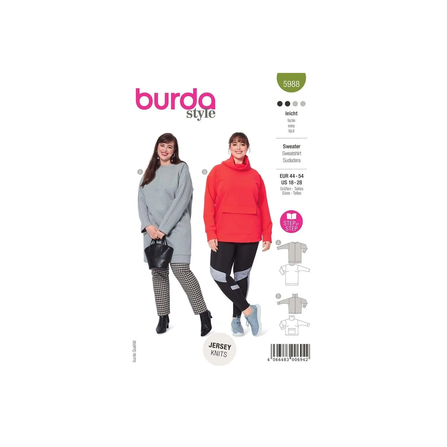 Patron sweat Femme grande taille - Burda n°5988