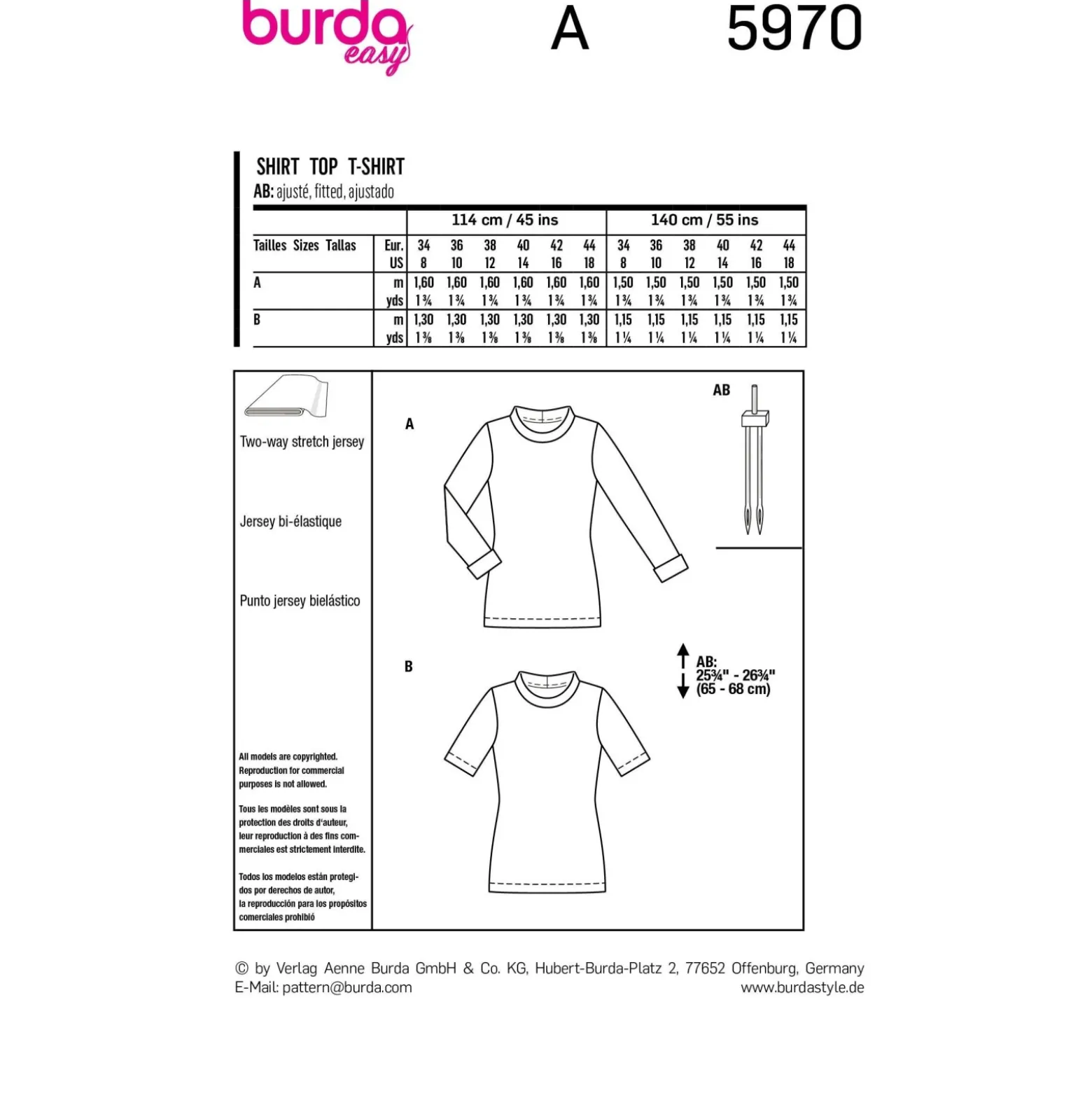 Patron tee-shirt femme - Burda n°5970