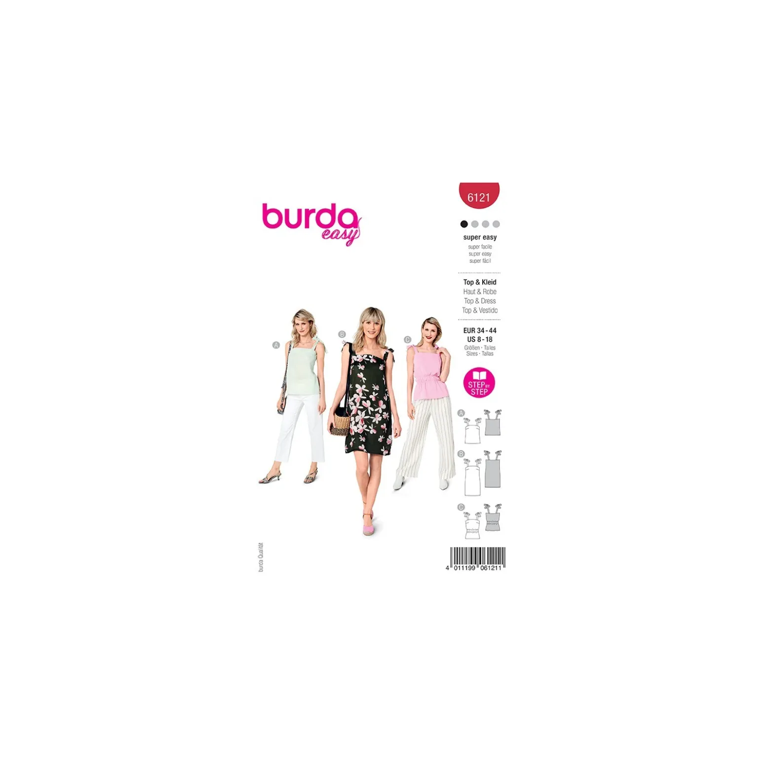 Patron top et robe à bretelles Femme - Burda n°6121