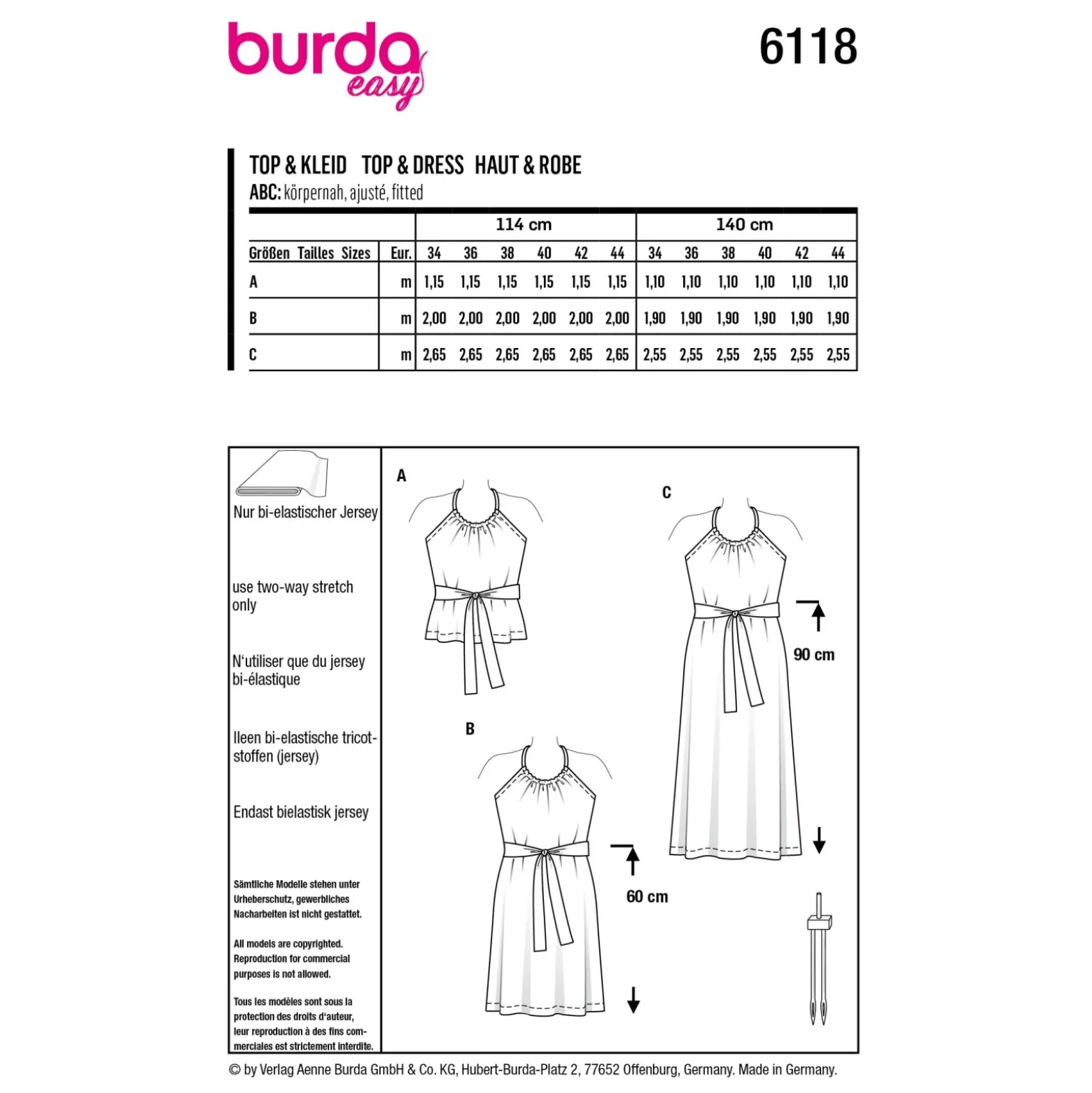 Patron top et robe croisés Femme - Burda n°6118