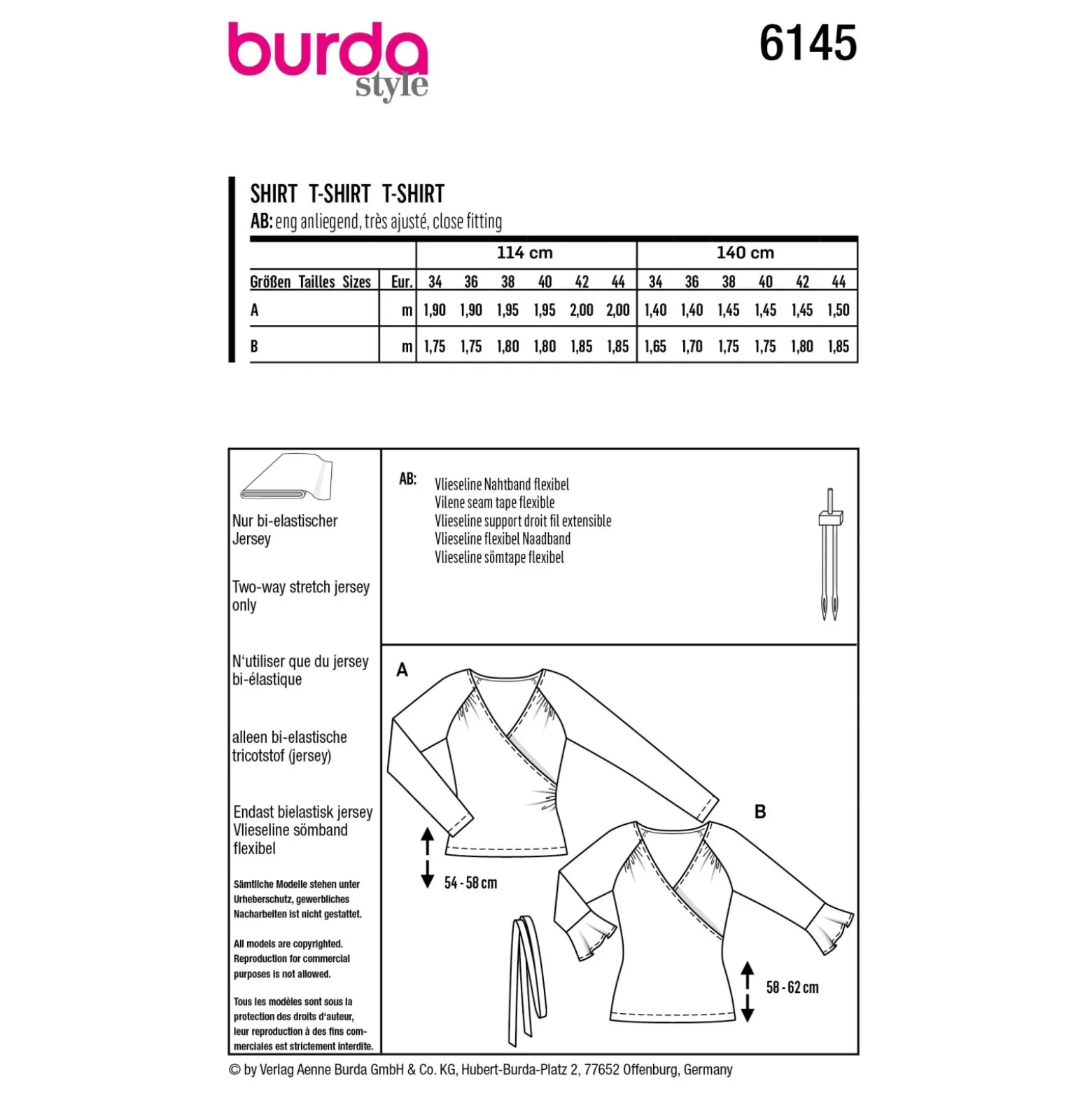 Patron t-shirt cache cœur Femme - Burda n°6145