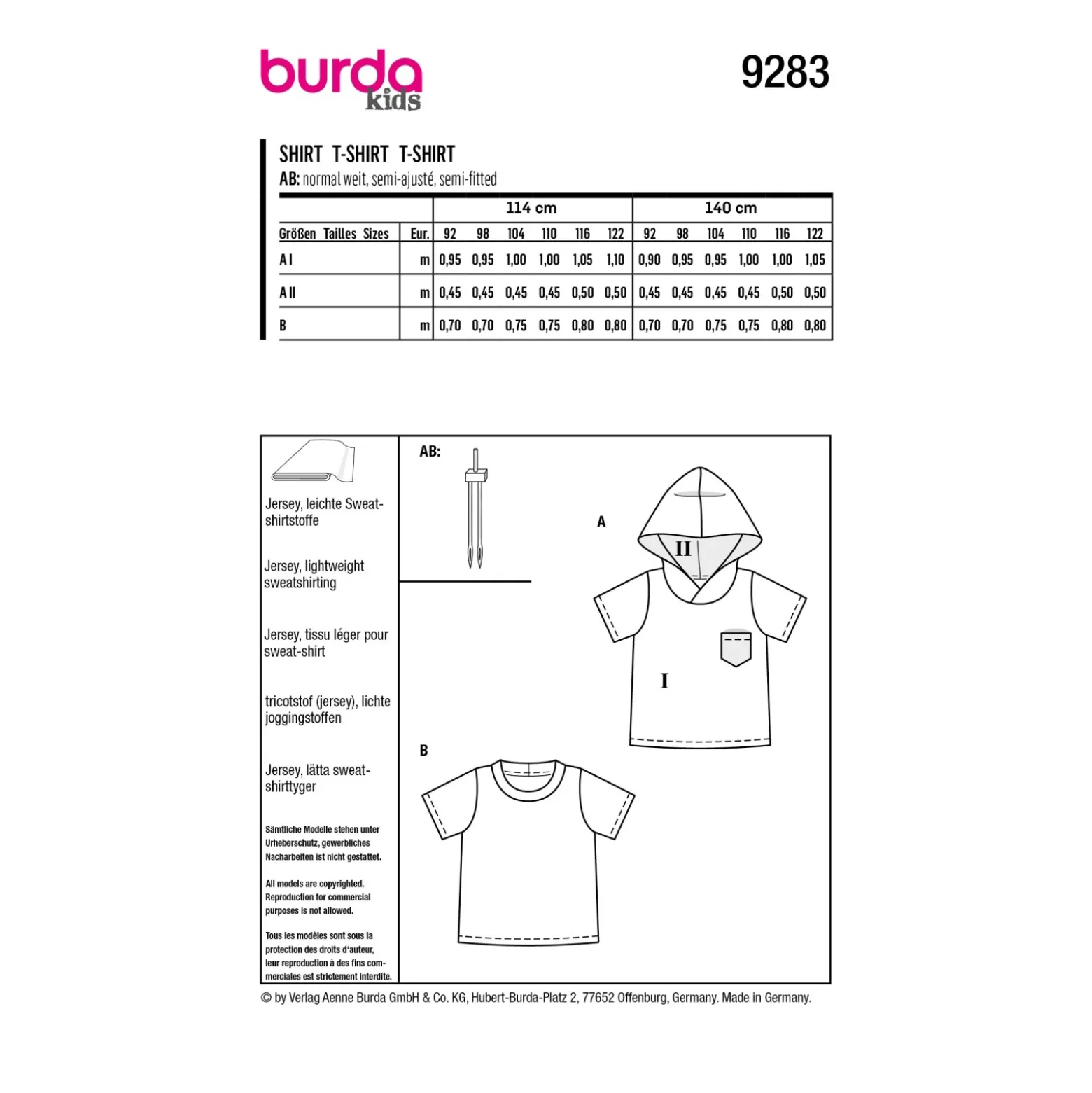 Patron t-shirt enfant - Burda n°9283