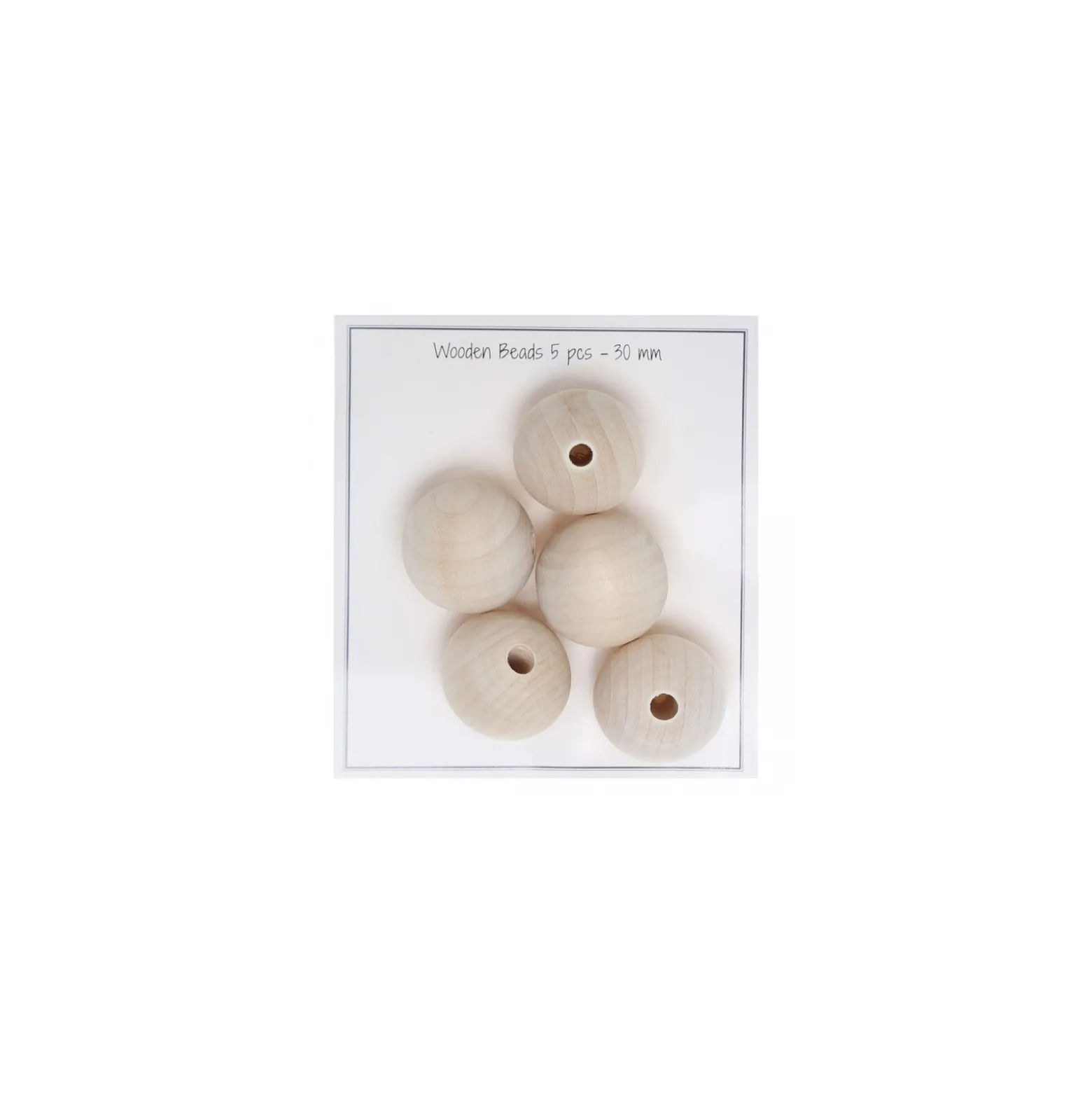 Perles en bois naturel - 30 mm (lot de 5)
