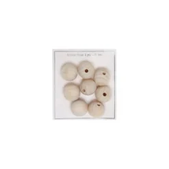 Perles en bois naturel - 25 mm (lot de 8)