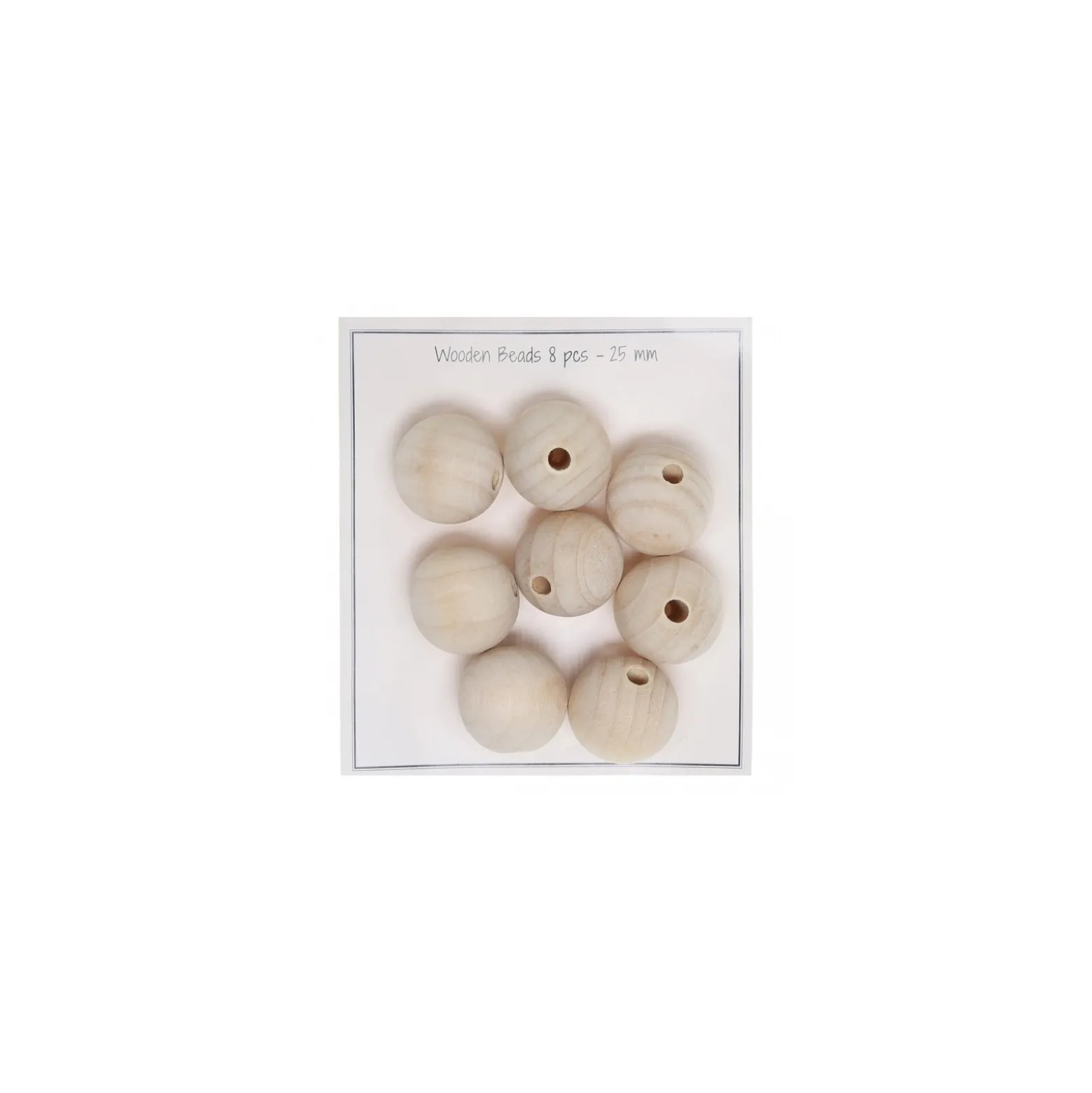 Perles en bois naturel - 25 mm (lot de 8)