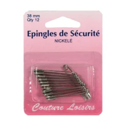 Épingles à nourrice nickelées X12 - 38 mm - Couture loisirs