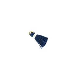 Pompon bicolore avec anneau - bleu/ blanc